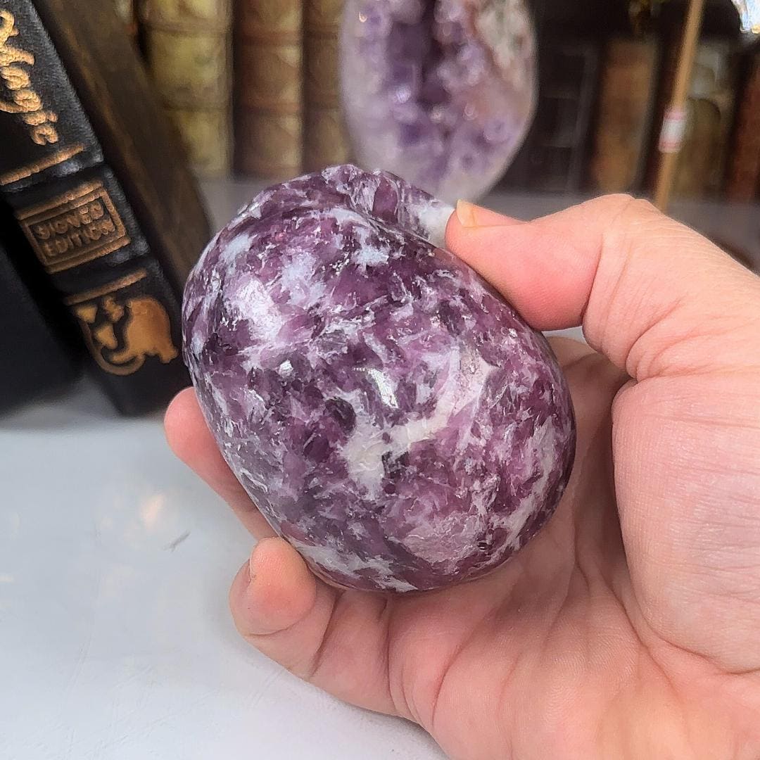 Flashy Lepidolite Skull Crystal Realistic Stone Sculpture Altar Reiki Energy Healing Stress