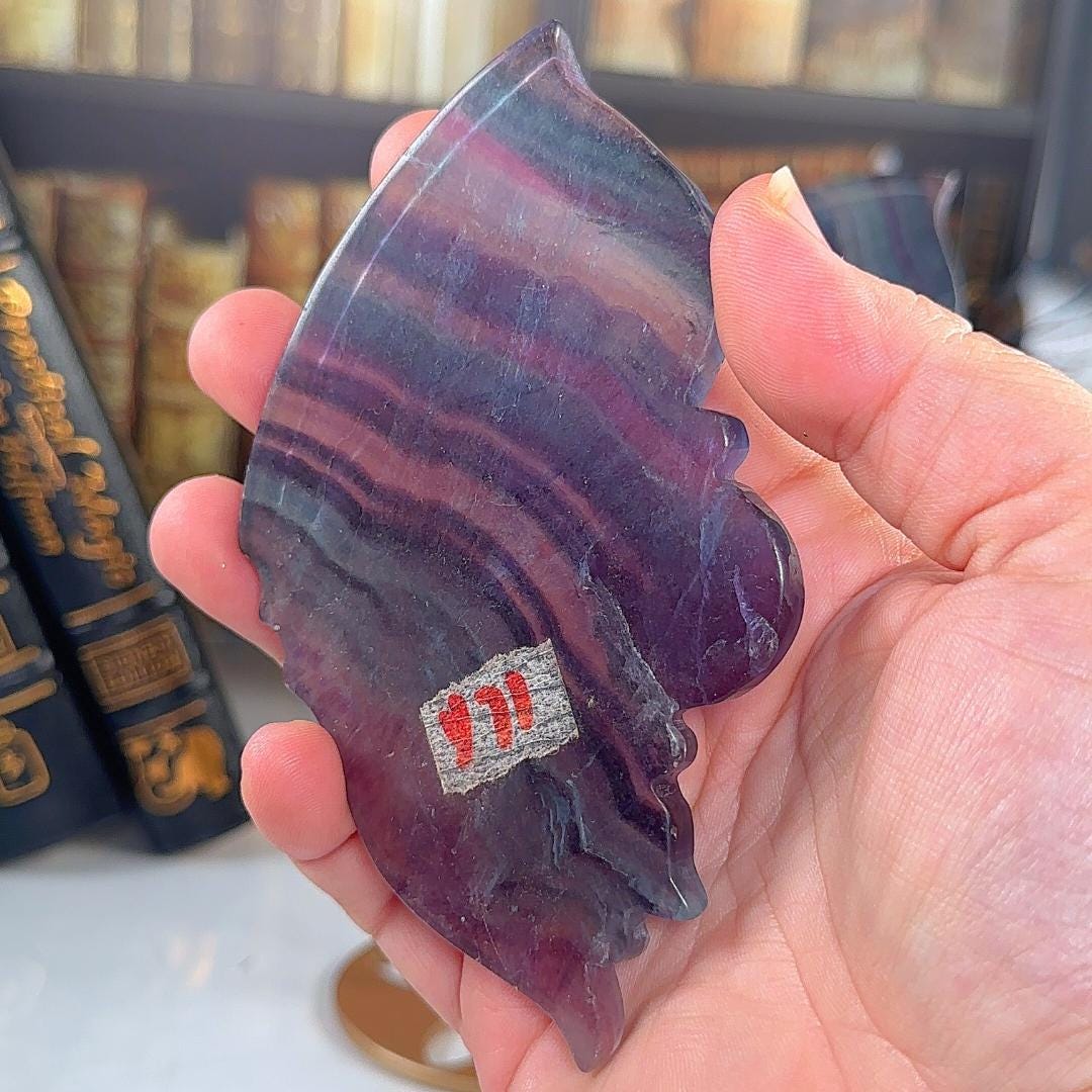 Rainbow Fluorite Wings | Crystal Fluorite | Cleansing Chakras Altar Stability Concentration Healing Reiki Energy