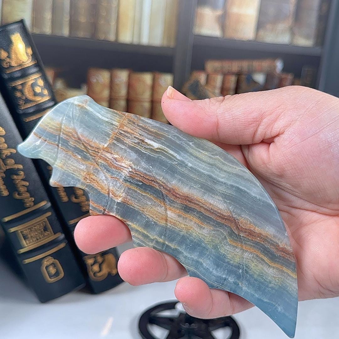 Blue Onyx Dragon Wings | US Seller | Metaphysical Shop Healing Concentration Trauma Energy Altar