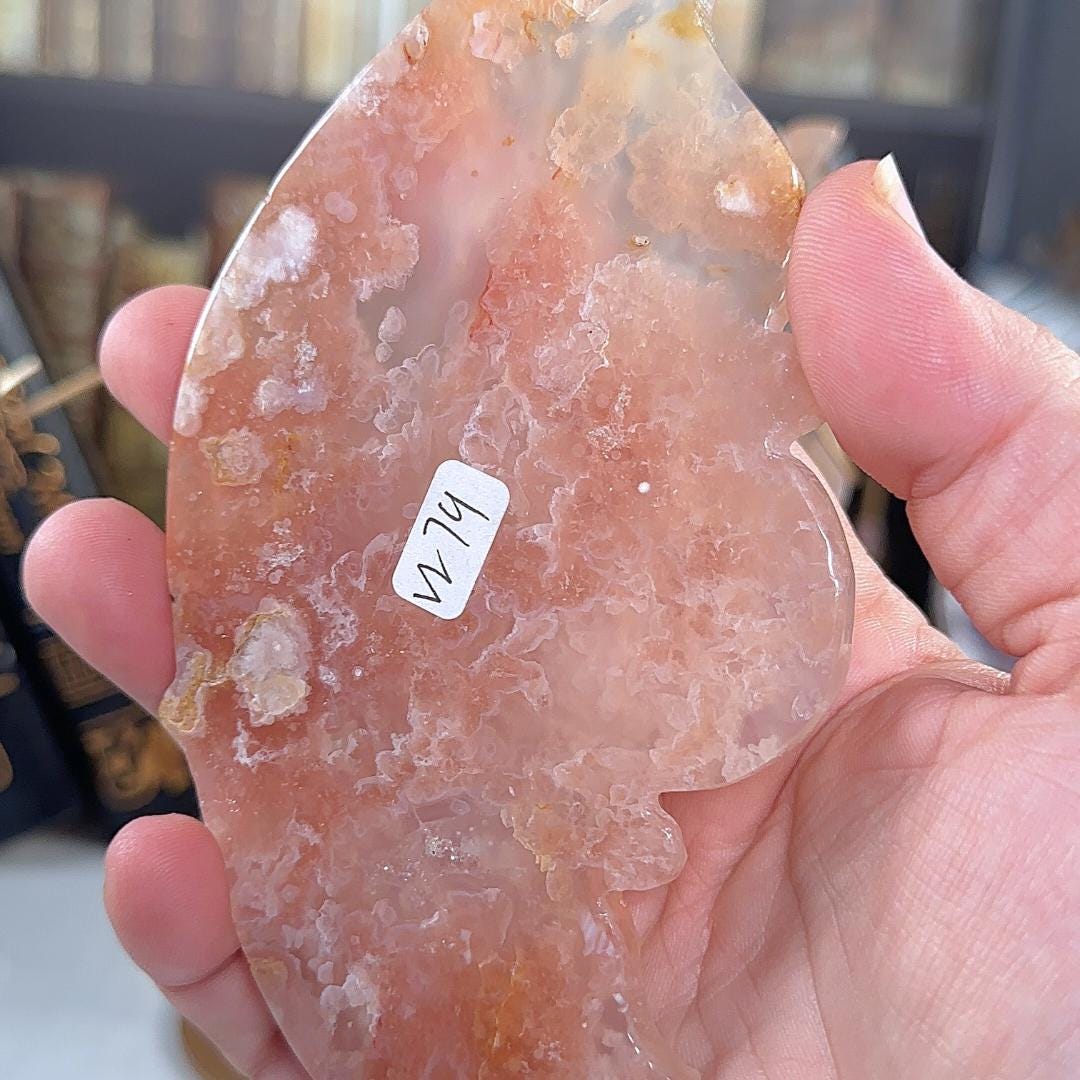 Flower Agate Pink Amethyst Crystal Wings | Stone Carving Sculpture Healing Altar Reiki Feng Shui Altar