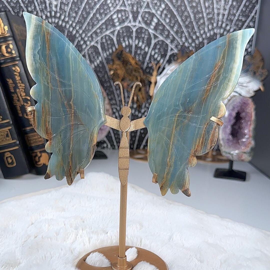 Blue Onyx Butterfly Wings | US Seller | Metaphysical Shop Healing Concentration Trauma Energy Altar