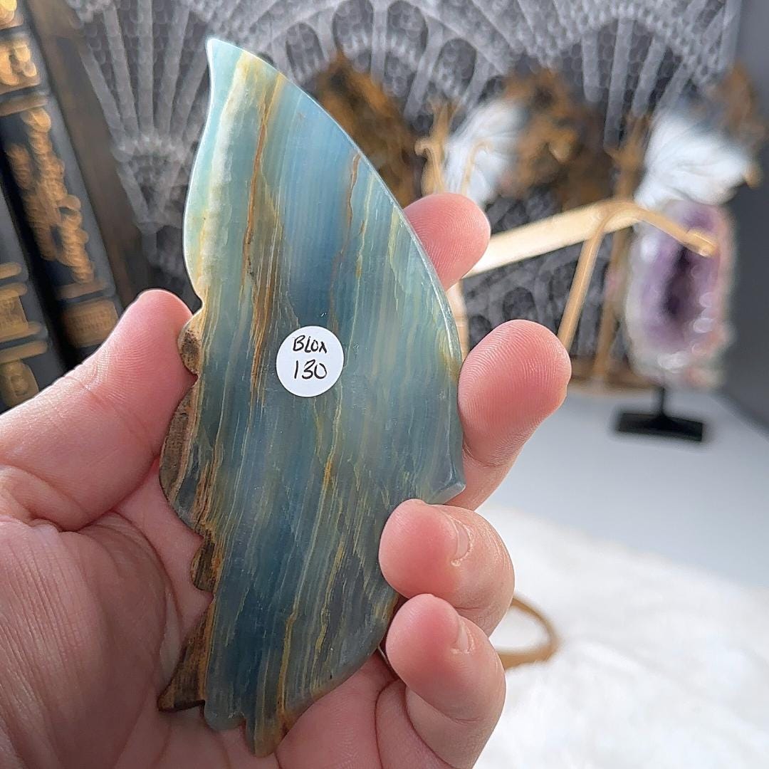 Blue Onyx Butterfly Wings | US Seller | Metaphysical Shop Healing Concentration Trauma Energy Altar