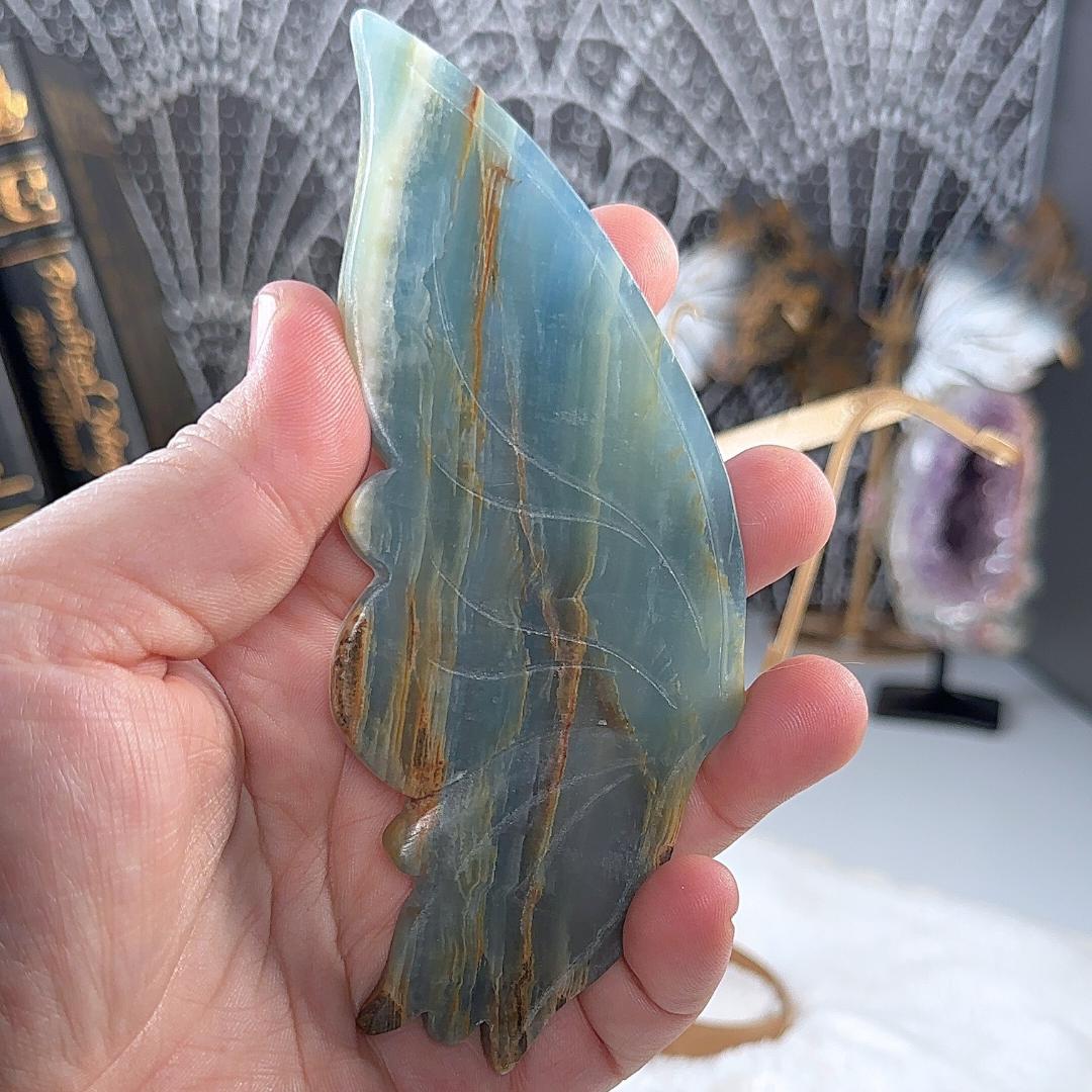 Blue Onyx Butterfly Wings | US Seller | Metaphysical Shop Healing Concentration Trauma Energy Altar