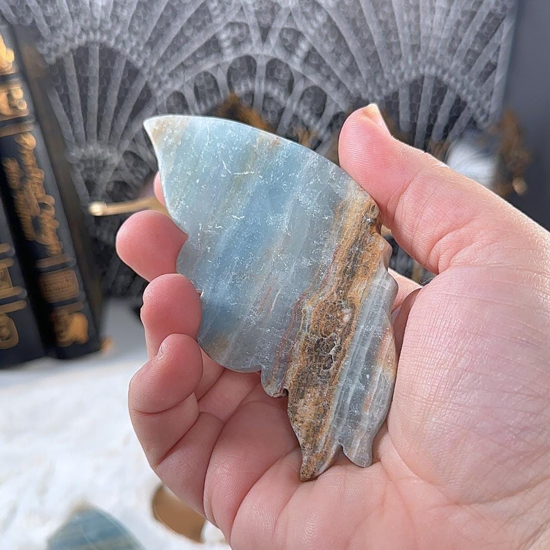 Blue Onyx Butterfly Wings | US Seller | Metaphysical Shop Healing Concentration Trauma Energy Altar
