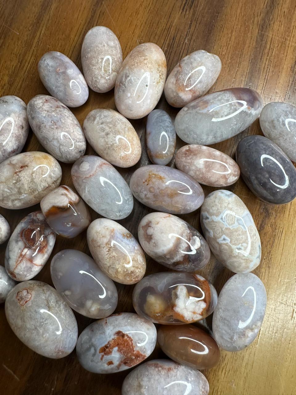 Blue Flower Agate Tumbles | High Quality Crystal | Flower Agate | US Seller