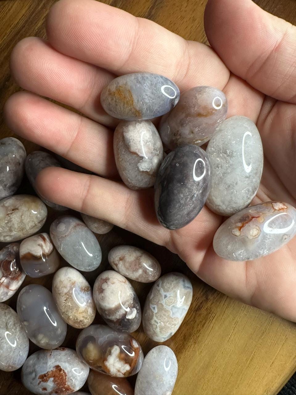 Blue Flower Agate Tumbles | High Quality Crystal | Flower Agate | US Seller