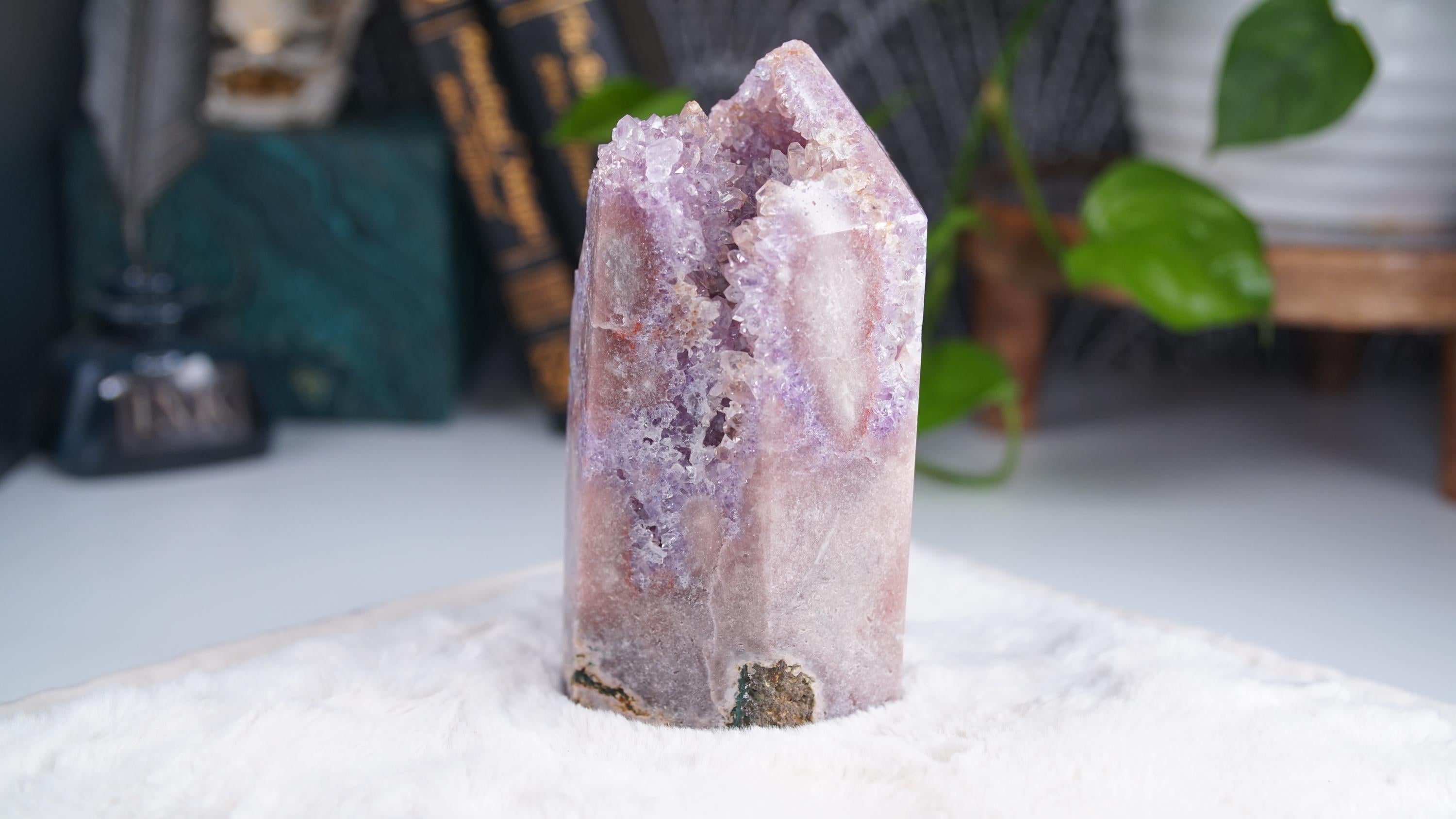 XL Druzy Pink Amethyst Jasper Agate Crystal Tower, Healing Tower, Crystal Tower, Chakra Healing, Reiki Healing Altar Calm Trust Grace