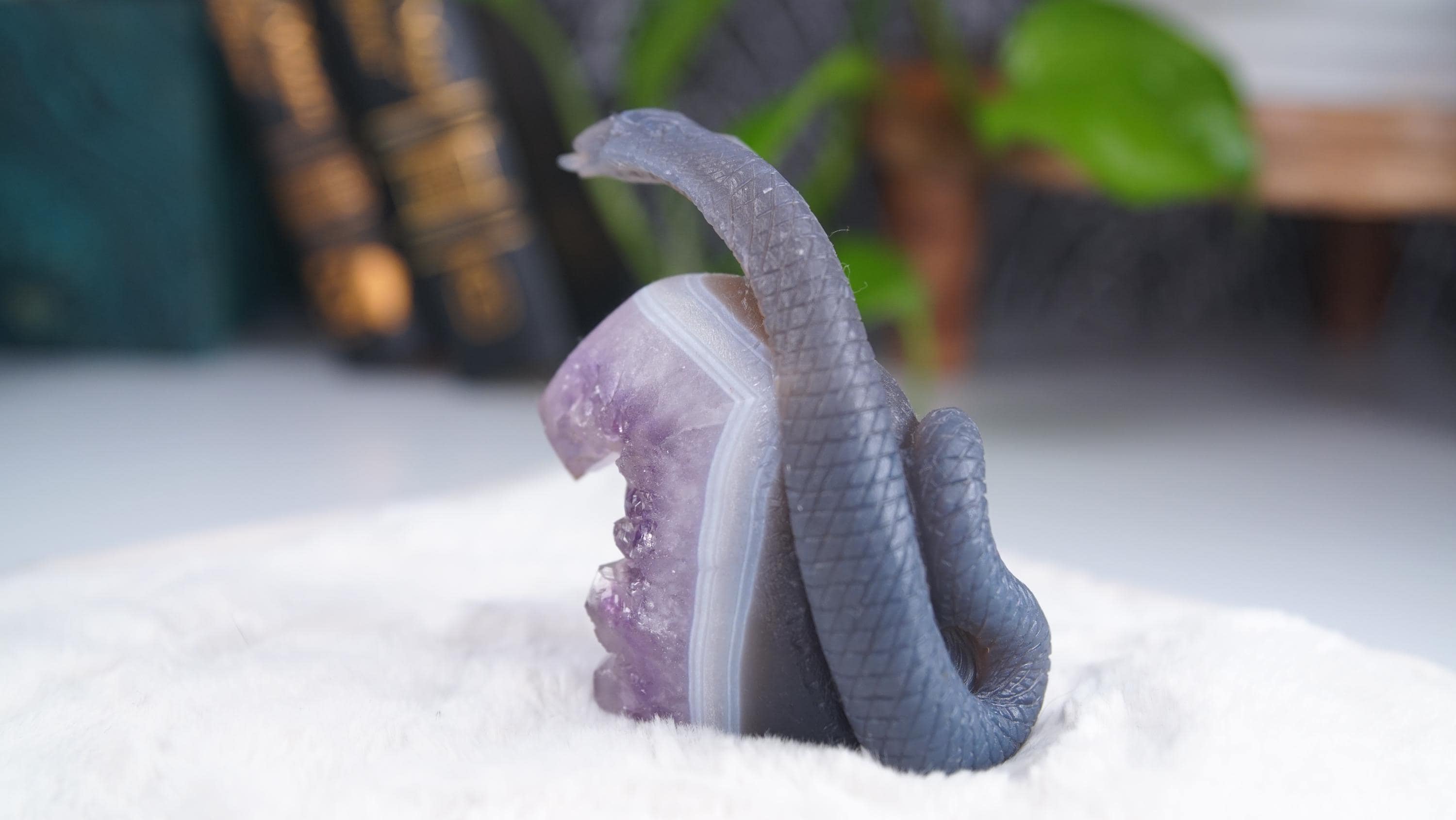 Druzy Agate Amethyst Snake Crystal Carving Geode Statement Piece