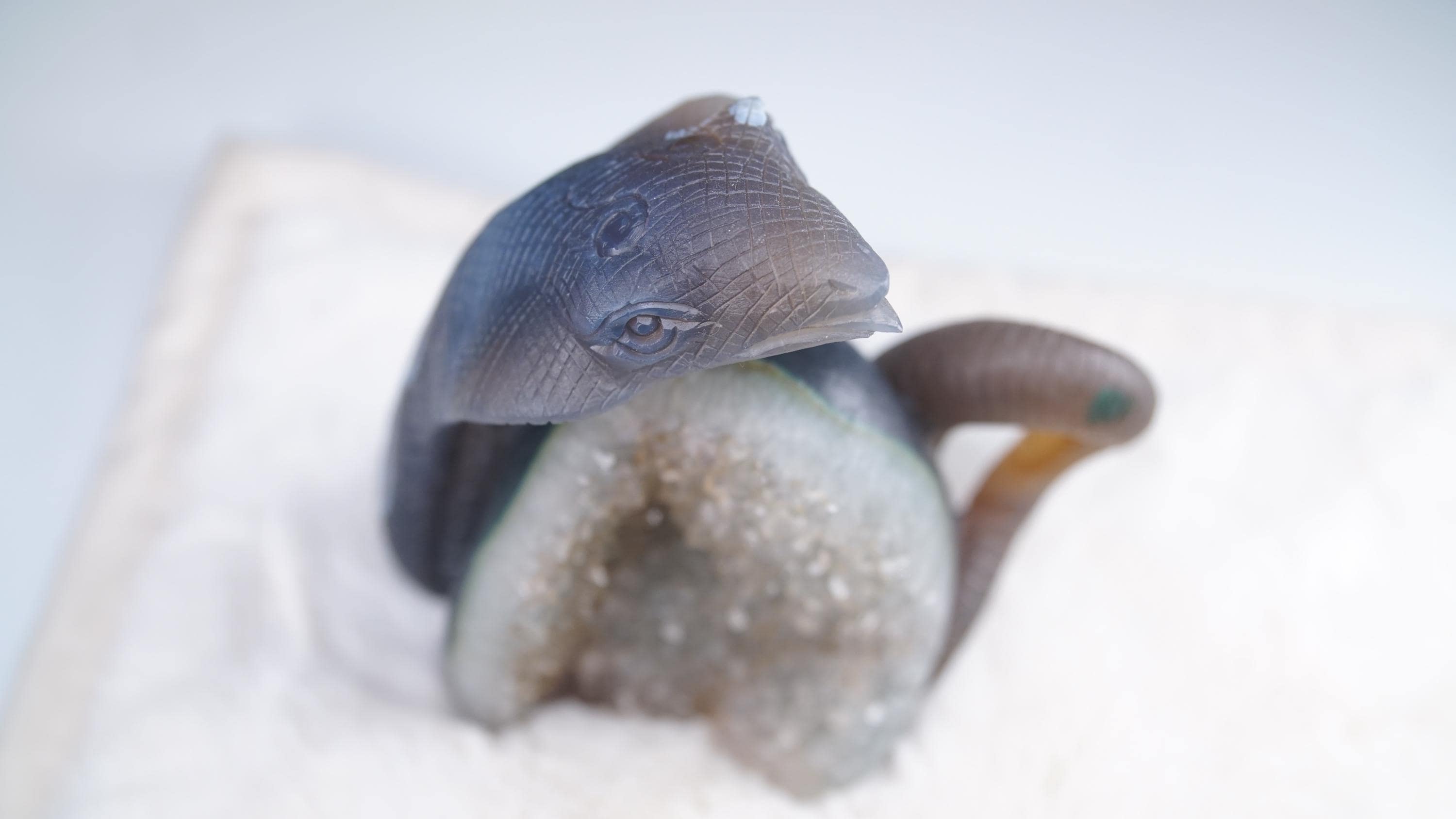 Druzy Agate Amethyst Snake Crystal Carving Geode Statement Piece