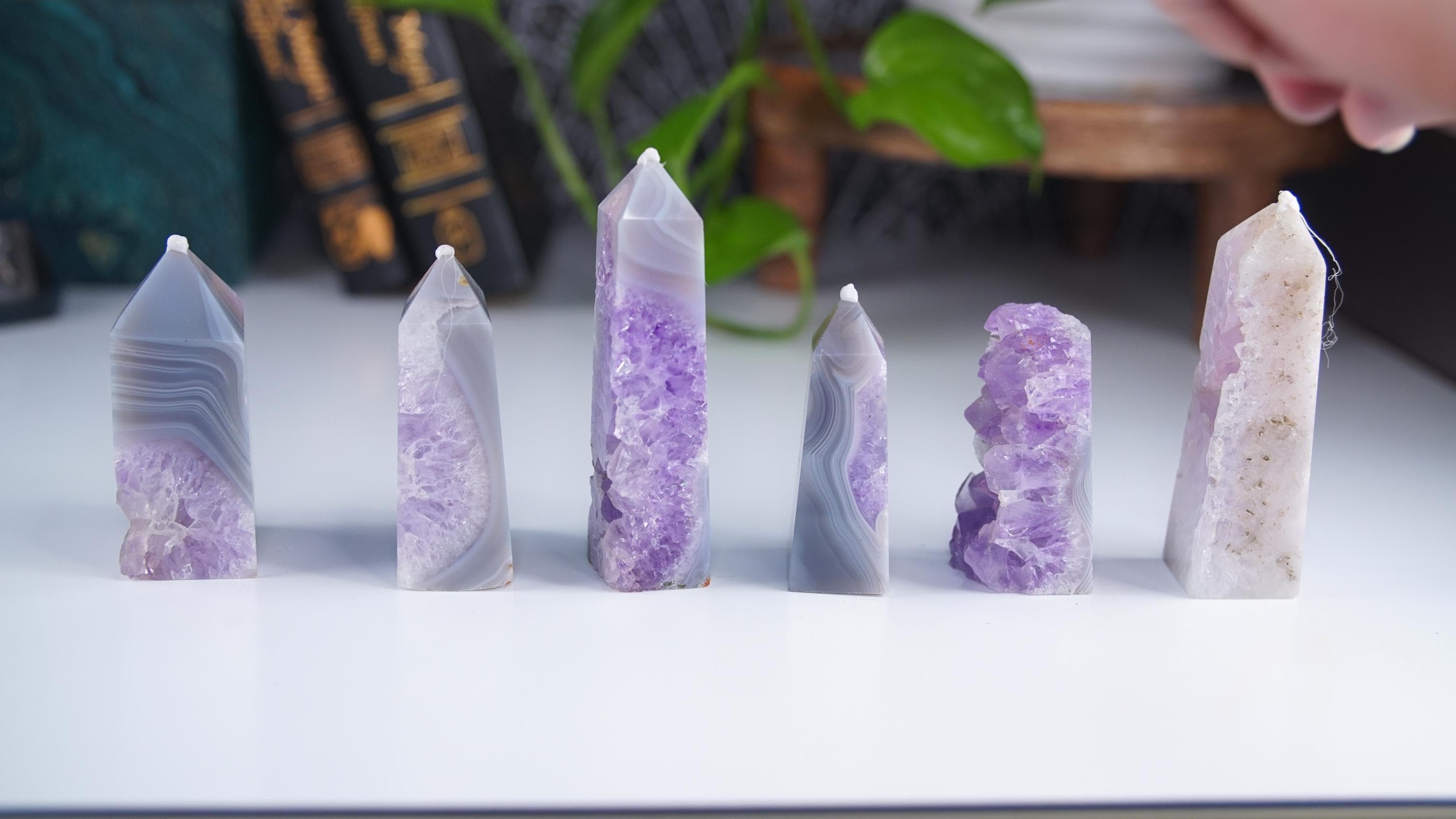 DRUZY Agate Tower Banded Agate Amethyst Stone Stunning Statement Piece Home Decor High Quality Large Crystal Reiki Energy Calm Balance