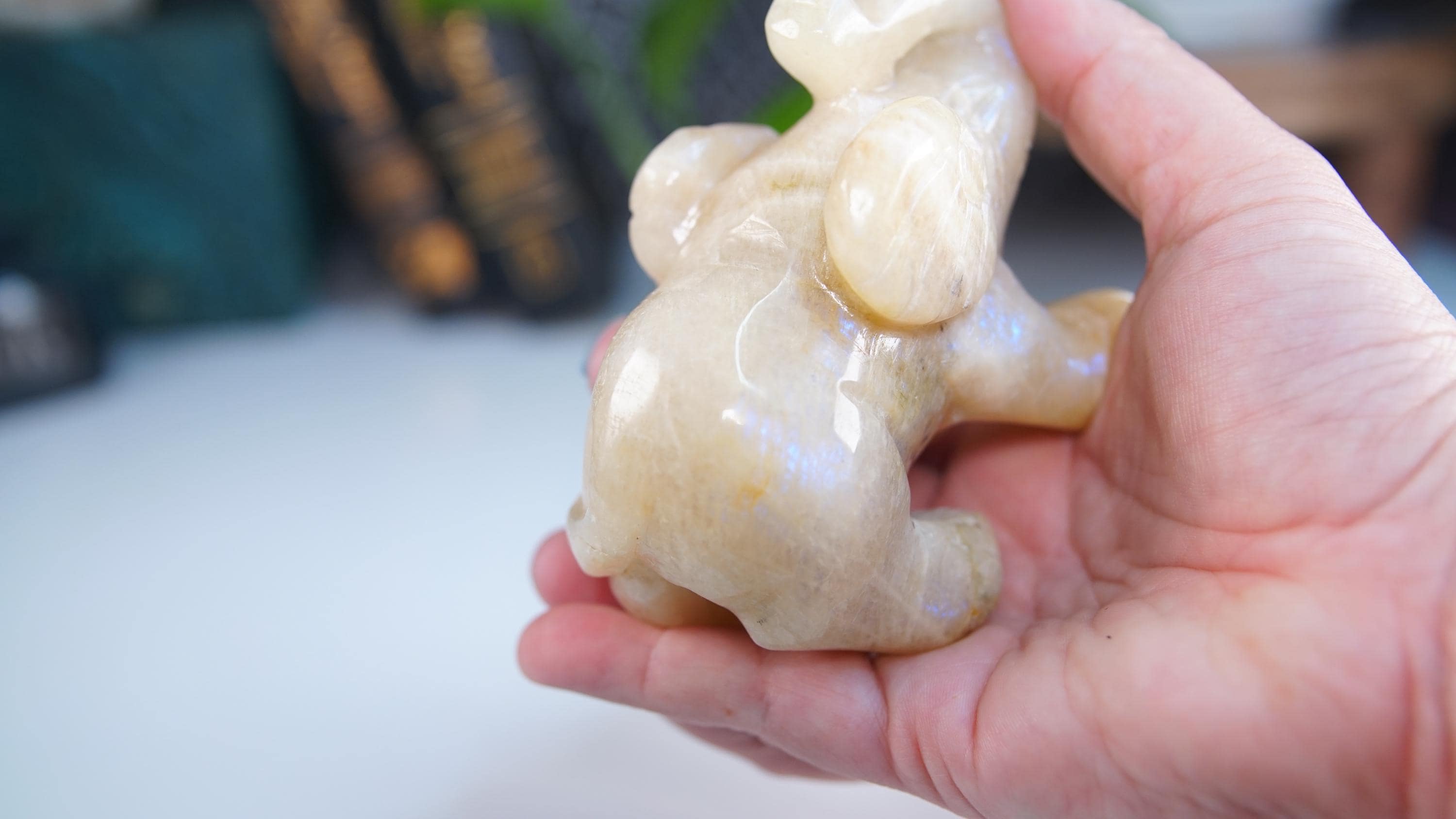 Flashy Blue Moonstone Elephant Sunstone | US Seller | Chakra Healing, Reiki Healing Altar Balance Intuition