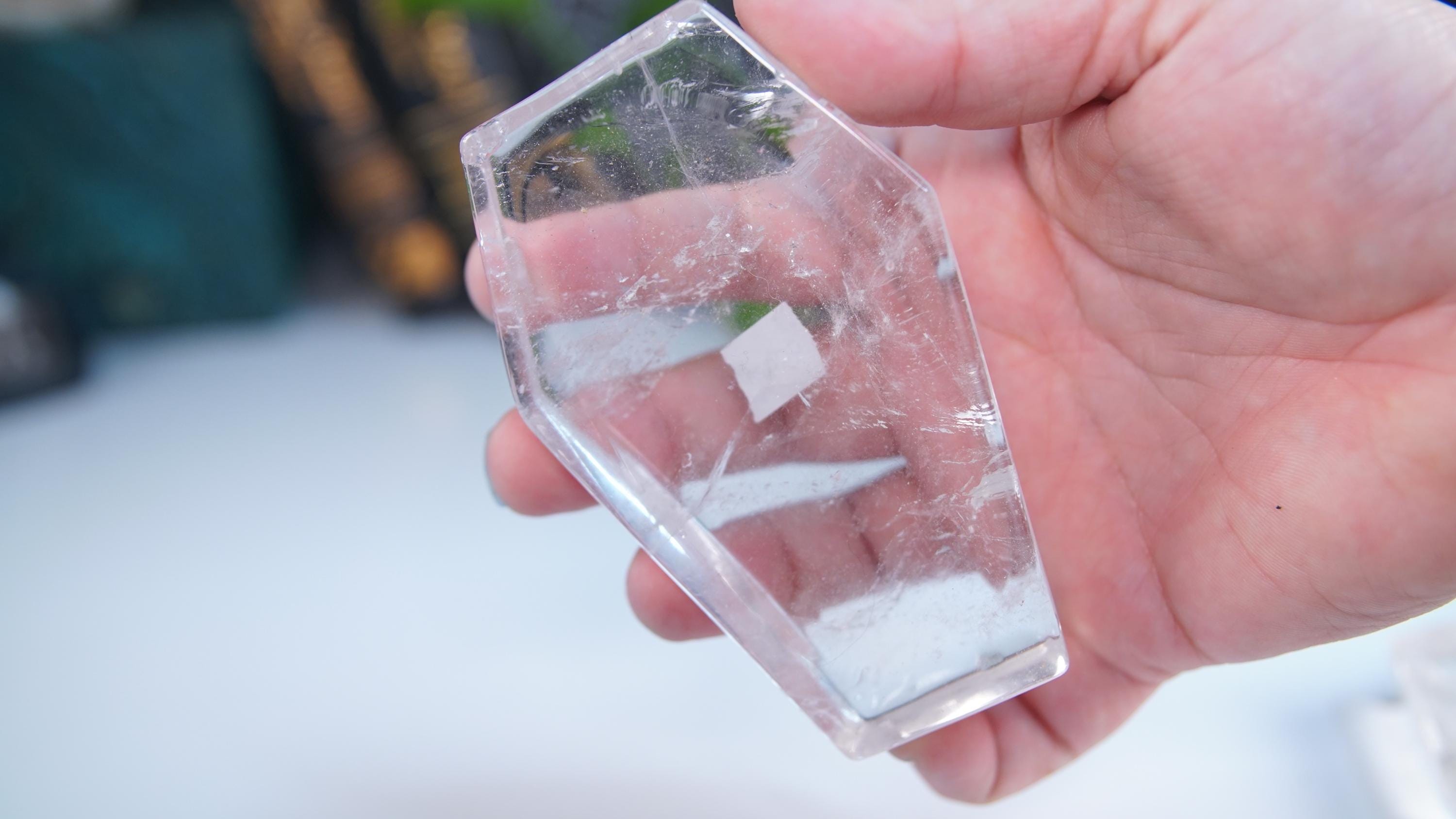 Large Clear Quartz Coffin Bowl | Intuitively Selected | High Quality Quartz | Crystal Carving | US Seller