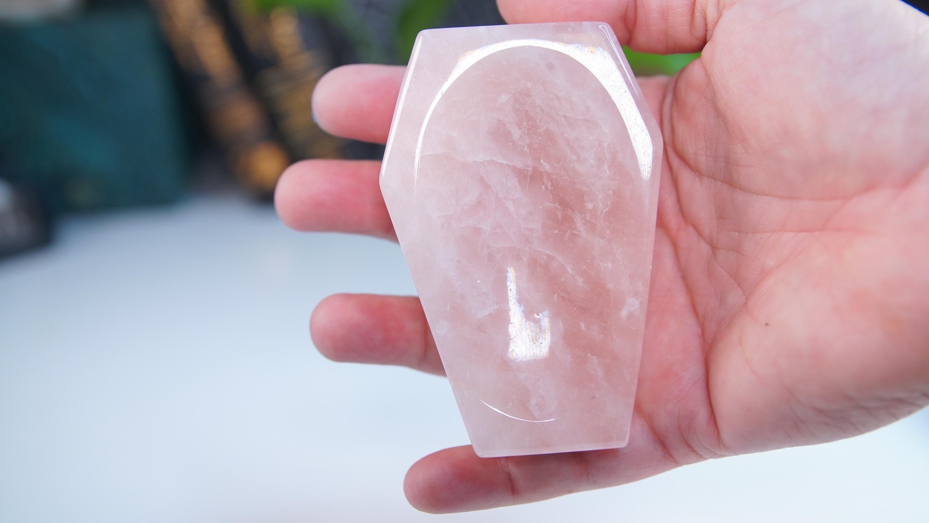 Rose Quartz Coffin Bowl Carving | Intuitively Selected | High Quality Crystal | Rose Quartz | US Seller