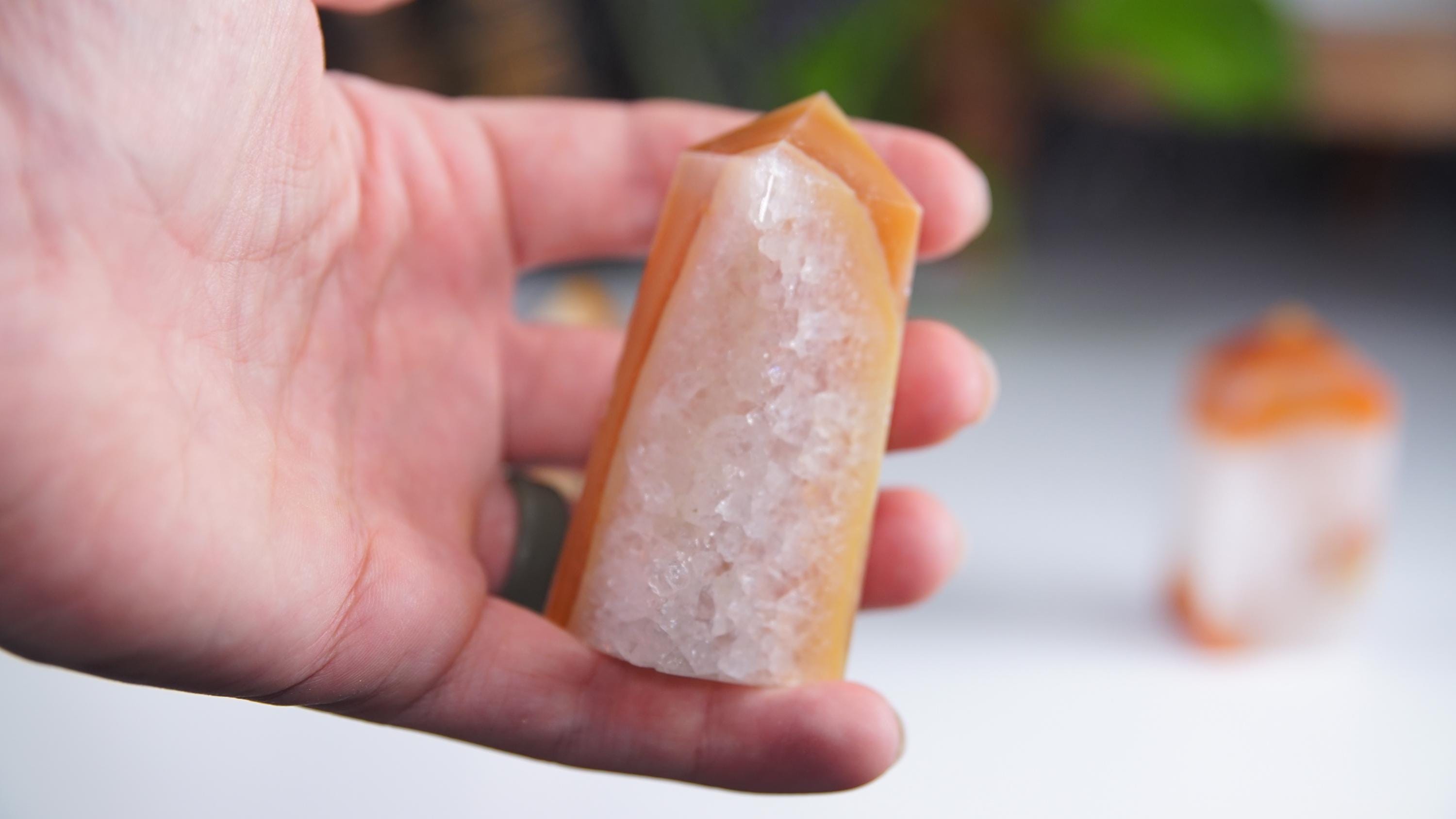 Carnelian Point Obelisk, Red Agate Tower, Druzy Protection Gift, Feng Shui Altar Energy Healing Reiki Healing Crystals