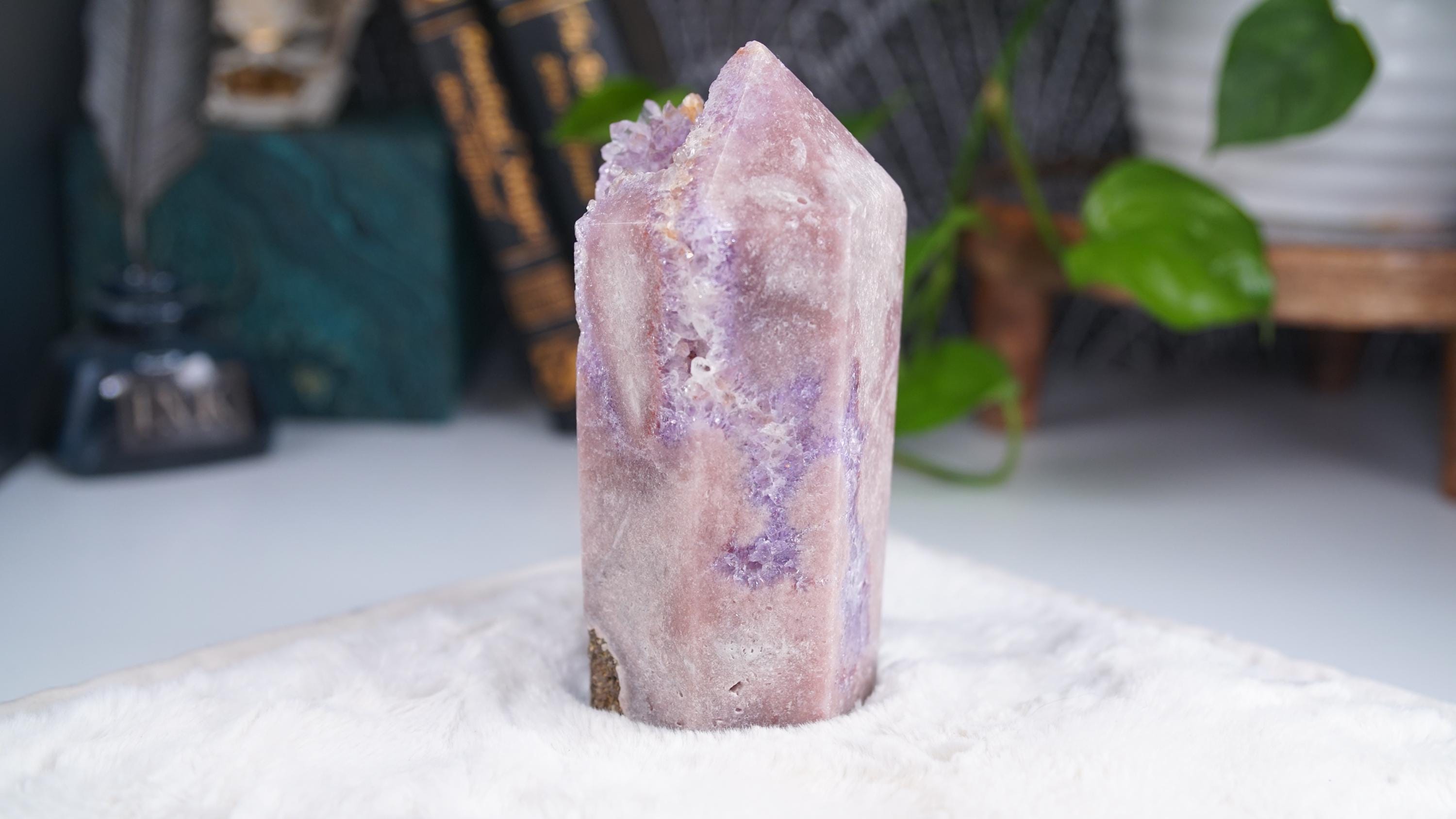 XL Druzy Pink Amethyst Jasper Agate Crystal Tower, Healing Tower, Crystal Tower, Chakra Healing, Reiki Healing Altar Calm Trust Grace