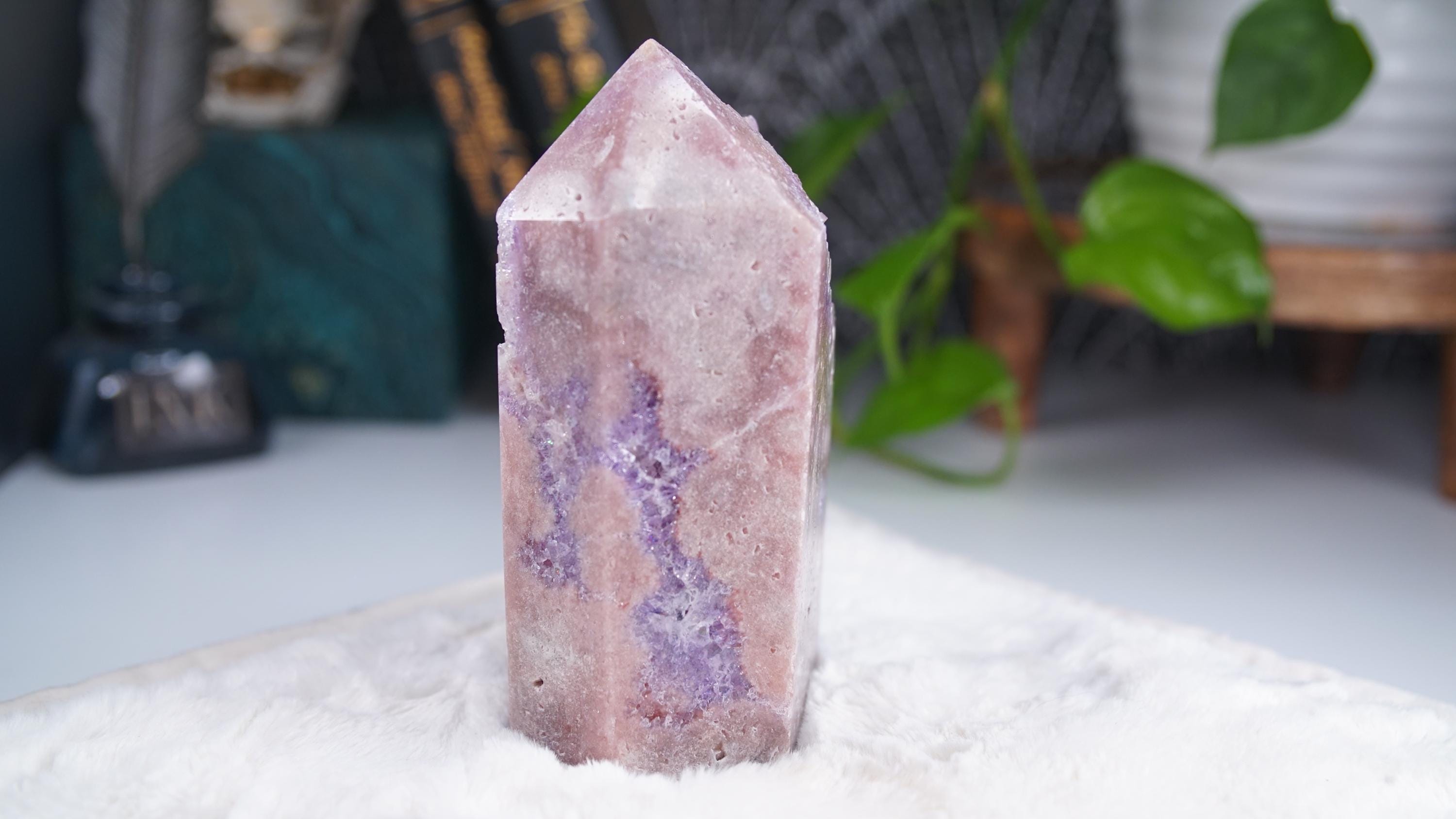 XL Druzy Pink Amethyst Jasper Agate Crystal Tower, Healing Tower, Crystal Tower, Chakra Healing, Reiki Healing Altar Calm Trust Grace