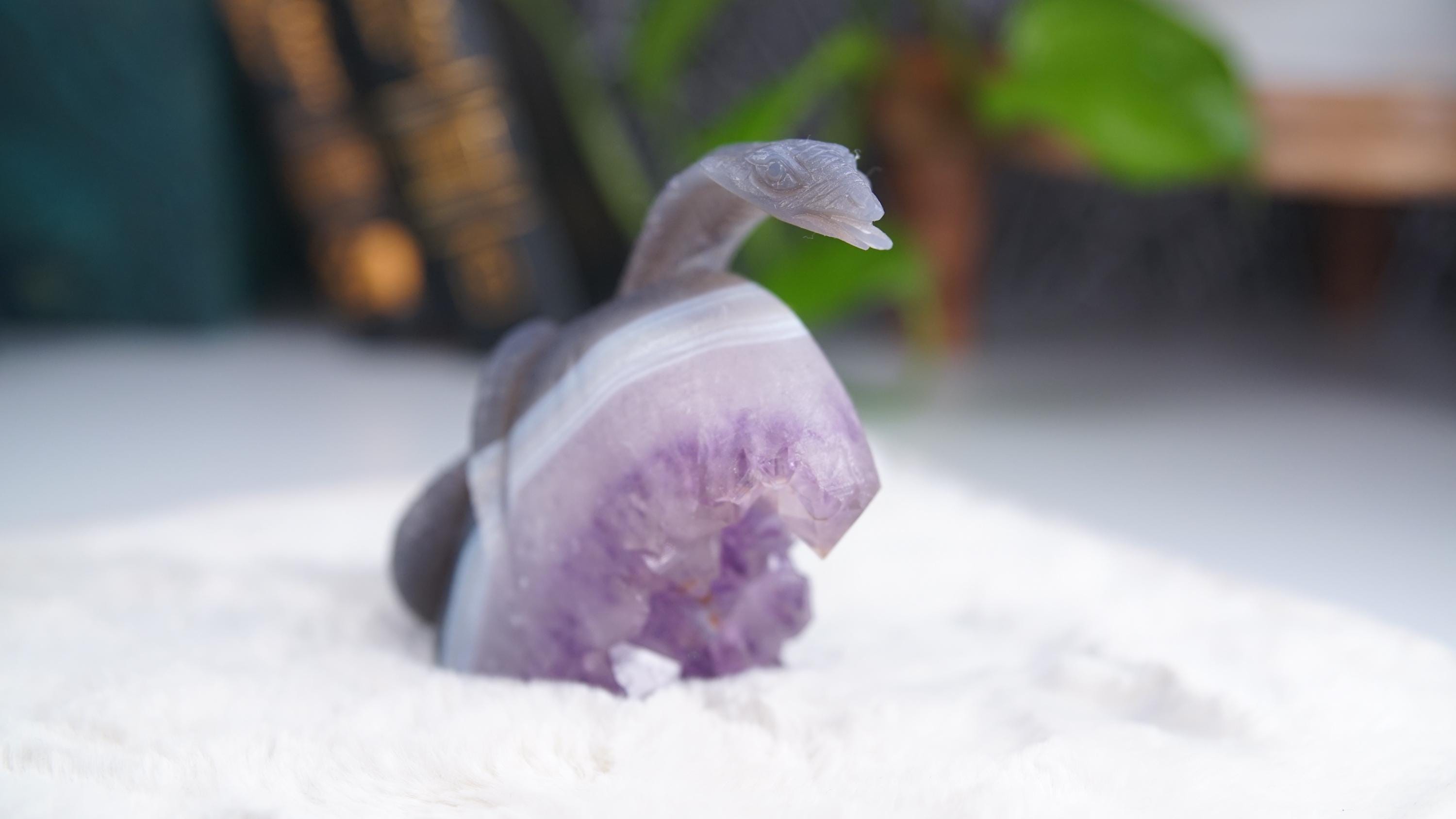 Druzy Agate Amethyst Snake Crystal Carving Geode Statement Piece