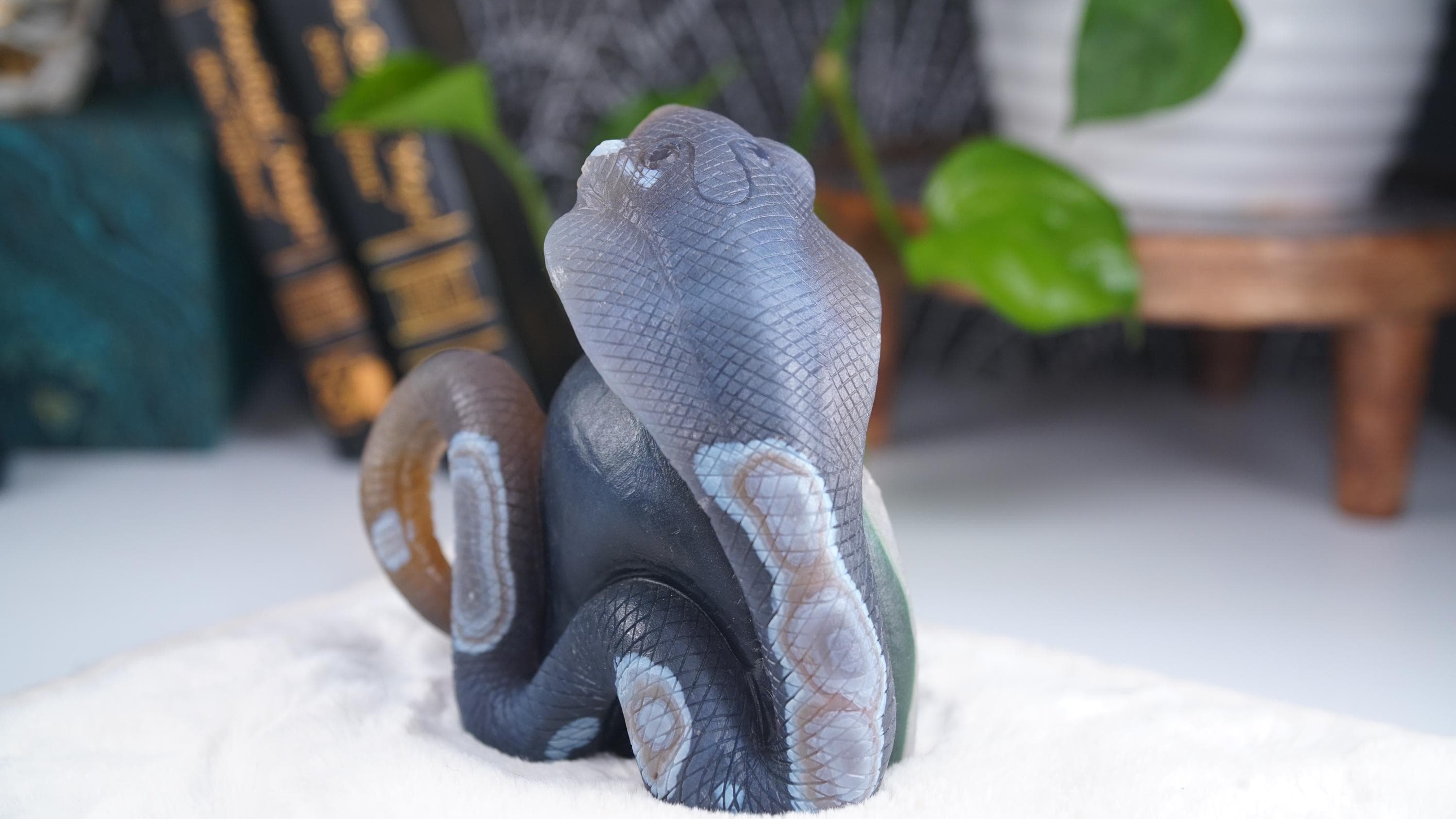 Druzy Agate Amethyst Snake Crystal Carving Geode Statement Piece