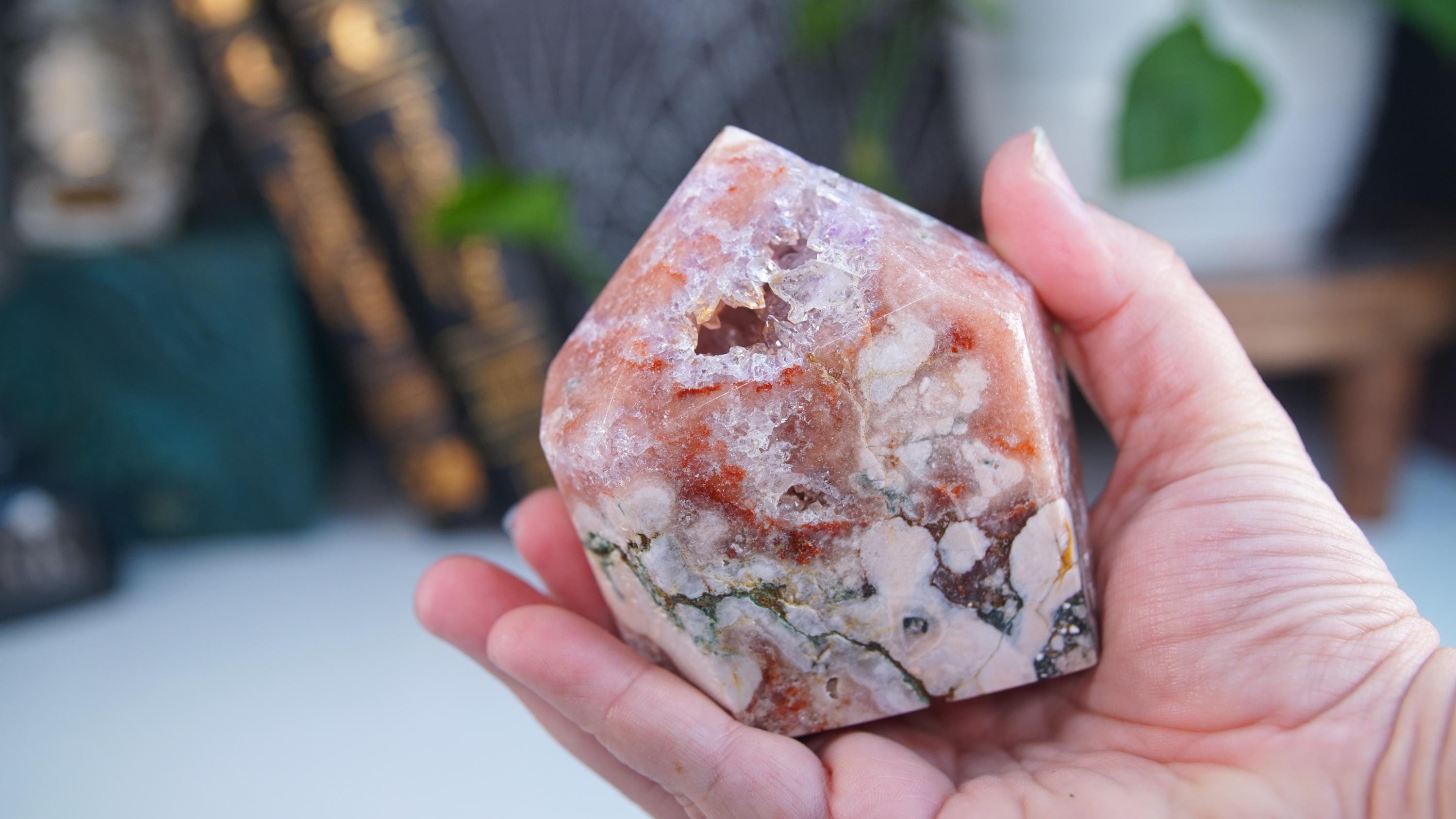 Druzy Pink Amethyst Jasper Agate Crystal Tower, Healing Tower, Crystal Tower, Chakra Healing, Reiki Healing Altar Calm Trust Grace
