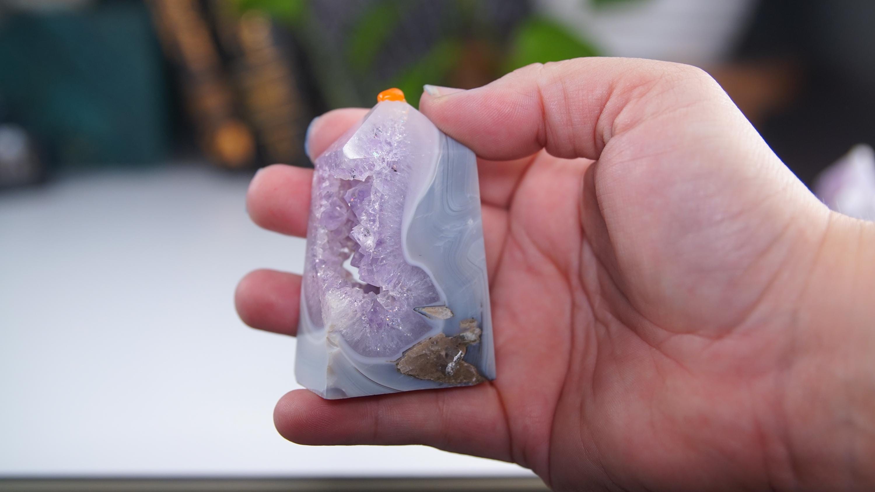 DRUZY Agate Tower Banded Agate Amethyst Stone Stunning Statement Piece Home Decor High Quality Large Crystal Reiki Energy Calm Balance