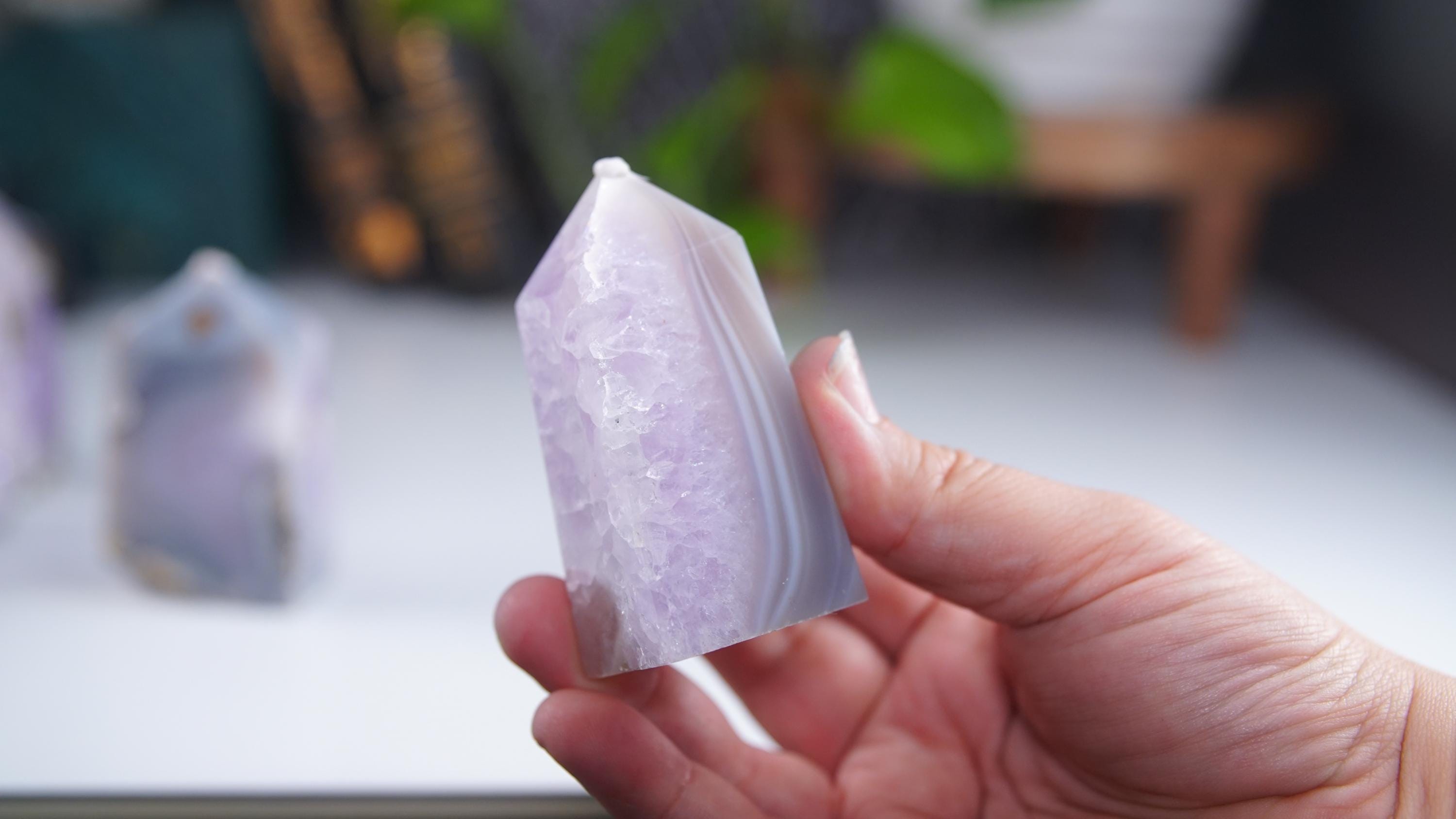 DRUZY Agate Tower Banded Agate Amethyst Stone Stunning Statement Piece Home Decor High Quality Large Crystal Reiki Energy Calm Balance