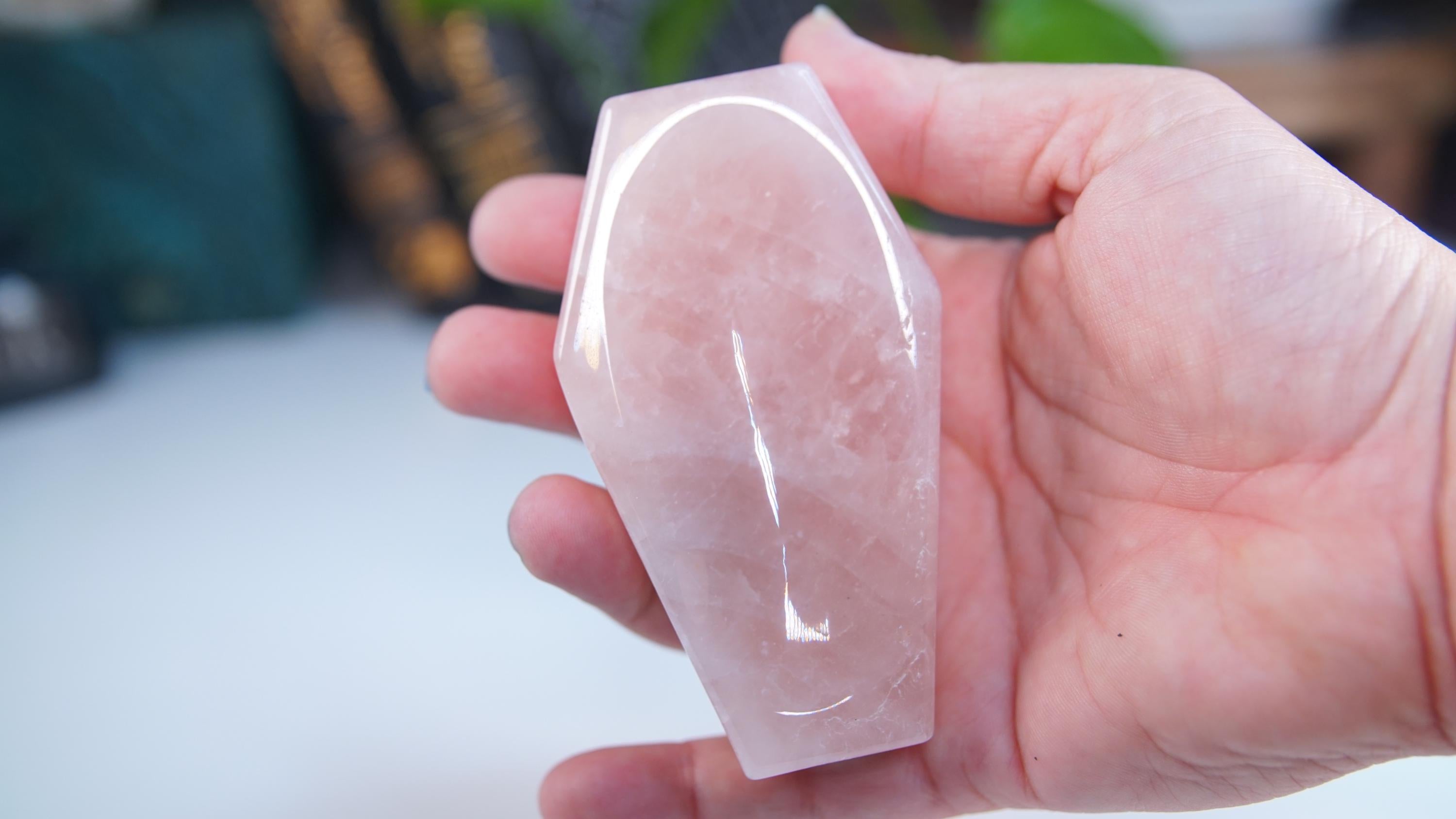 Rose Quartz Coffin Bowl Carving | Intuitively Selected | High Quality Crystal | Rose Quartz | US Seller