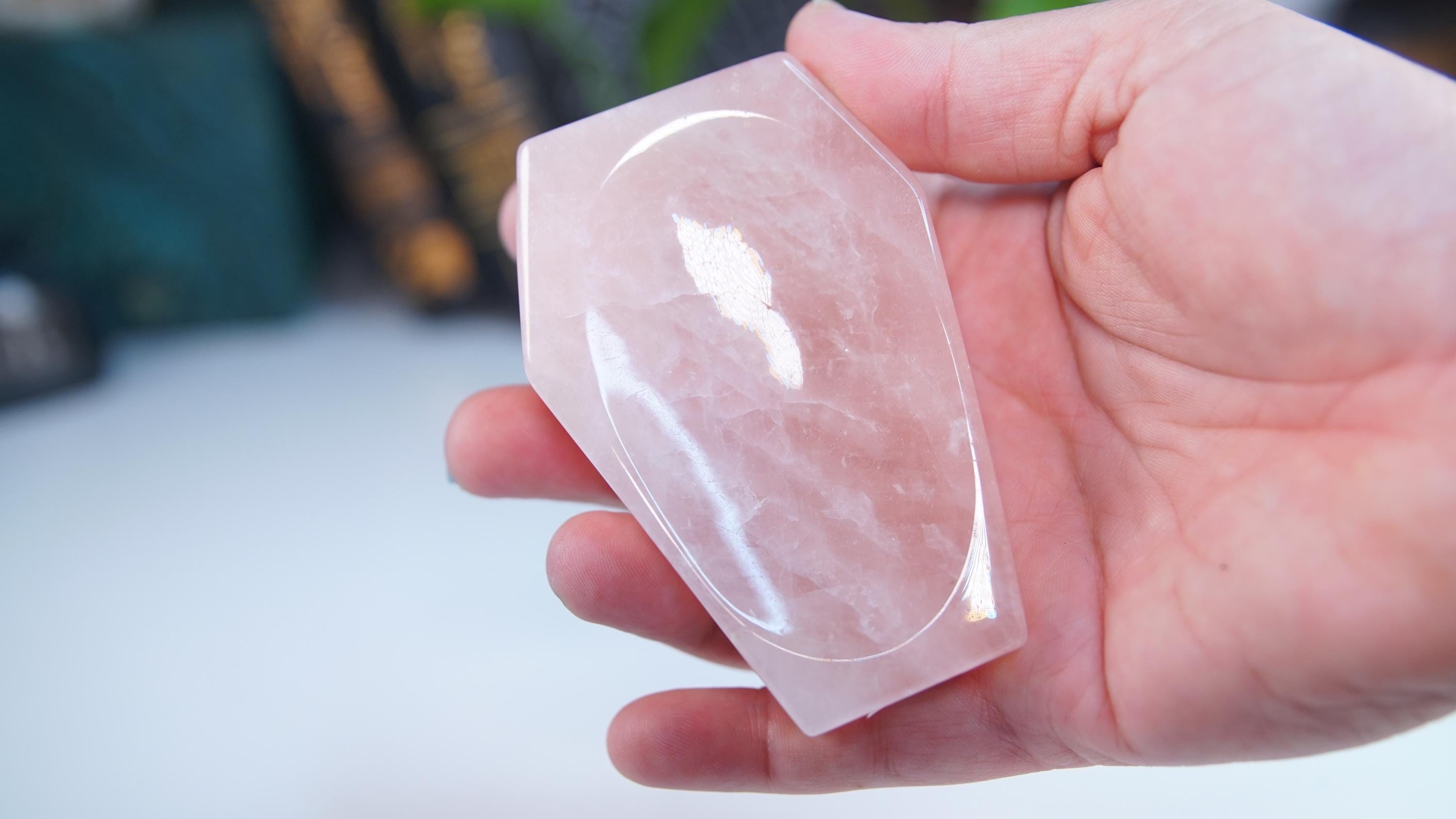 Rose Quartz Coffin Bowl Carving | Intuitively Selected | High Quality Crystal | Rose Quartz | US Seller