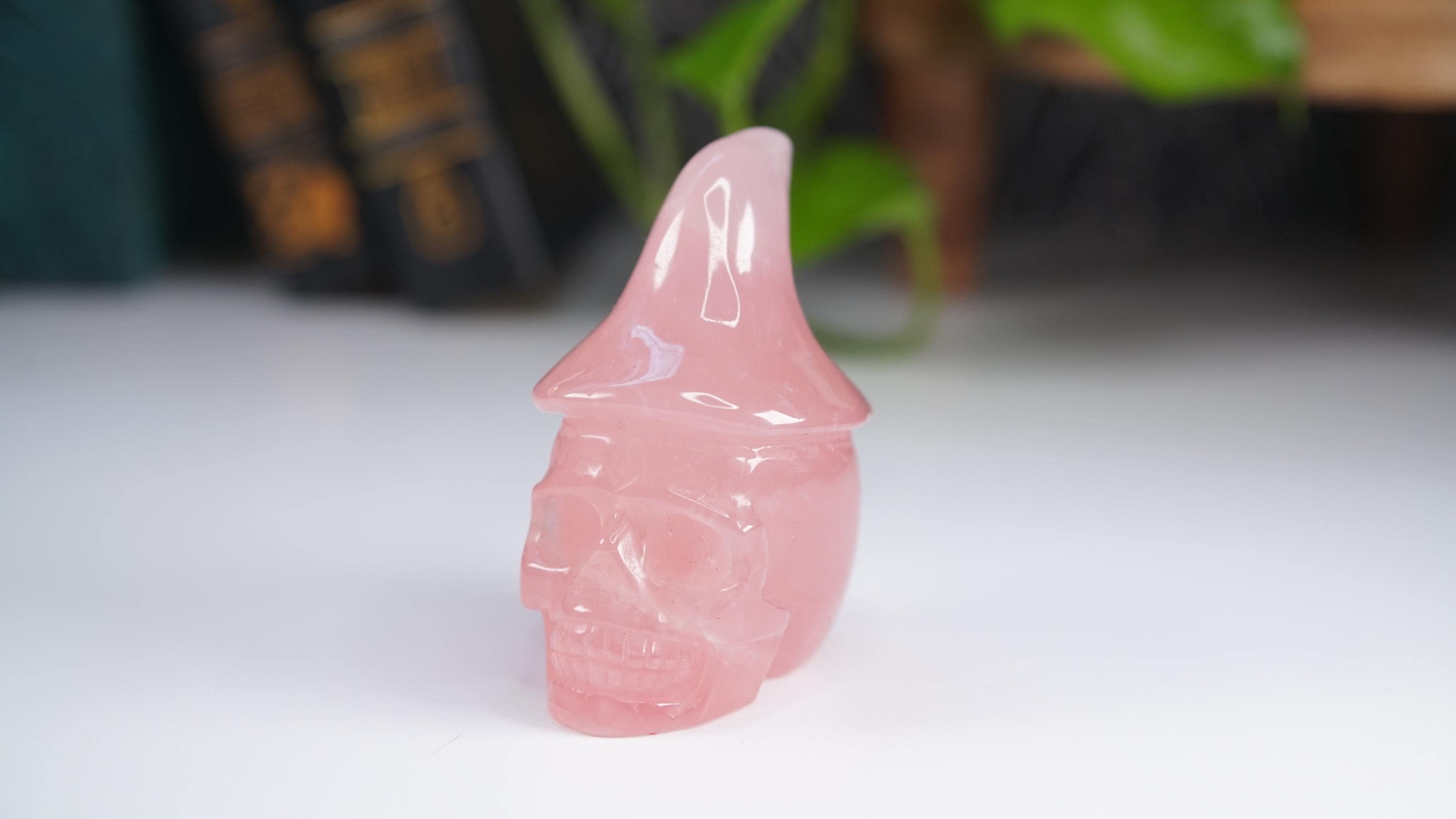 Rose Quartz Witch Skull Carving | High Quality Crystal | Rose Quartz | US Seller
