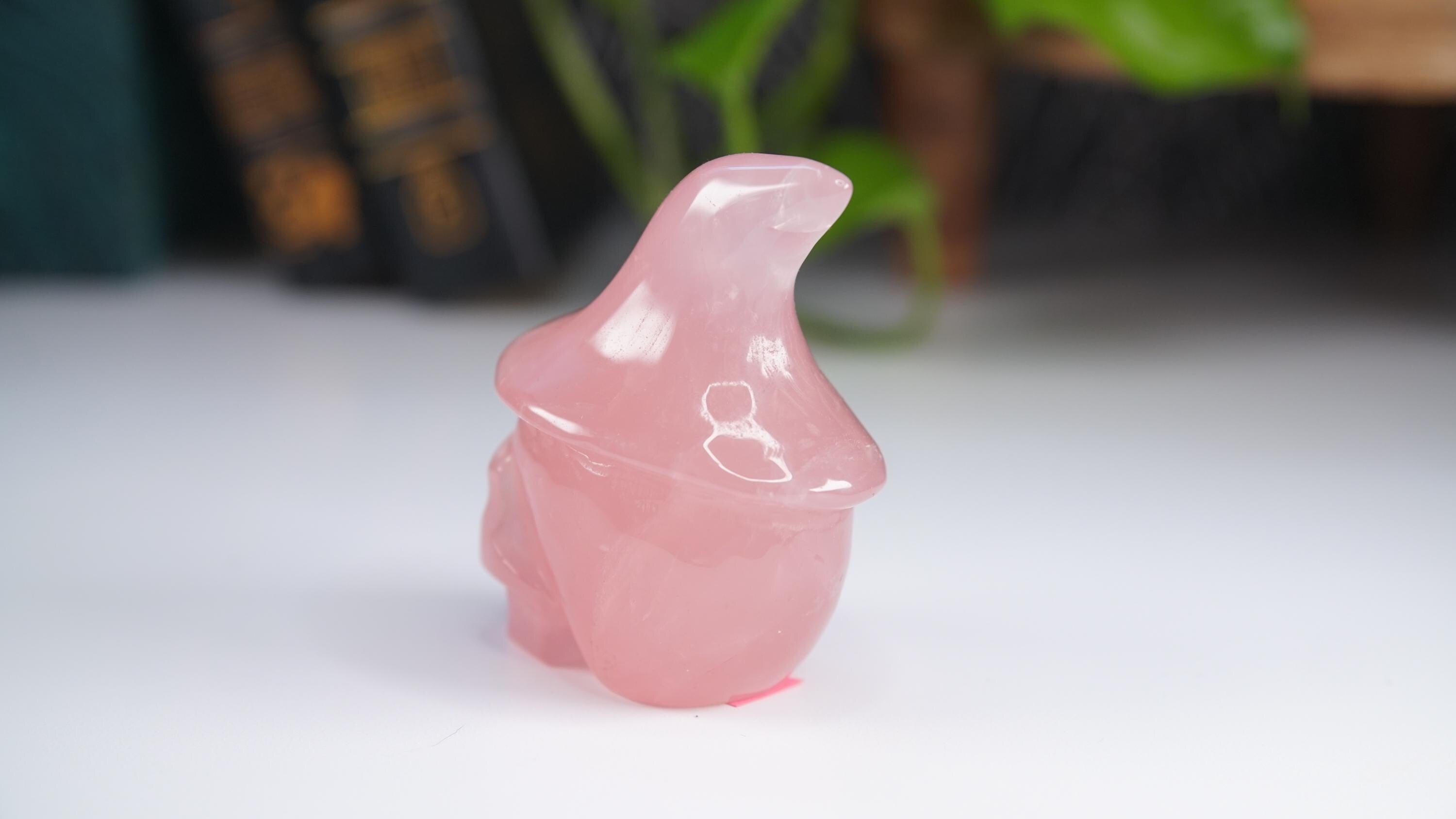 Rose Quartz Witch Skull Carving | High Quality Crystal | Rose Quartz | US Seller