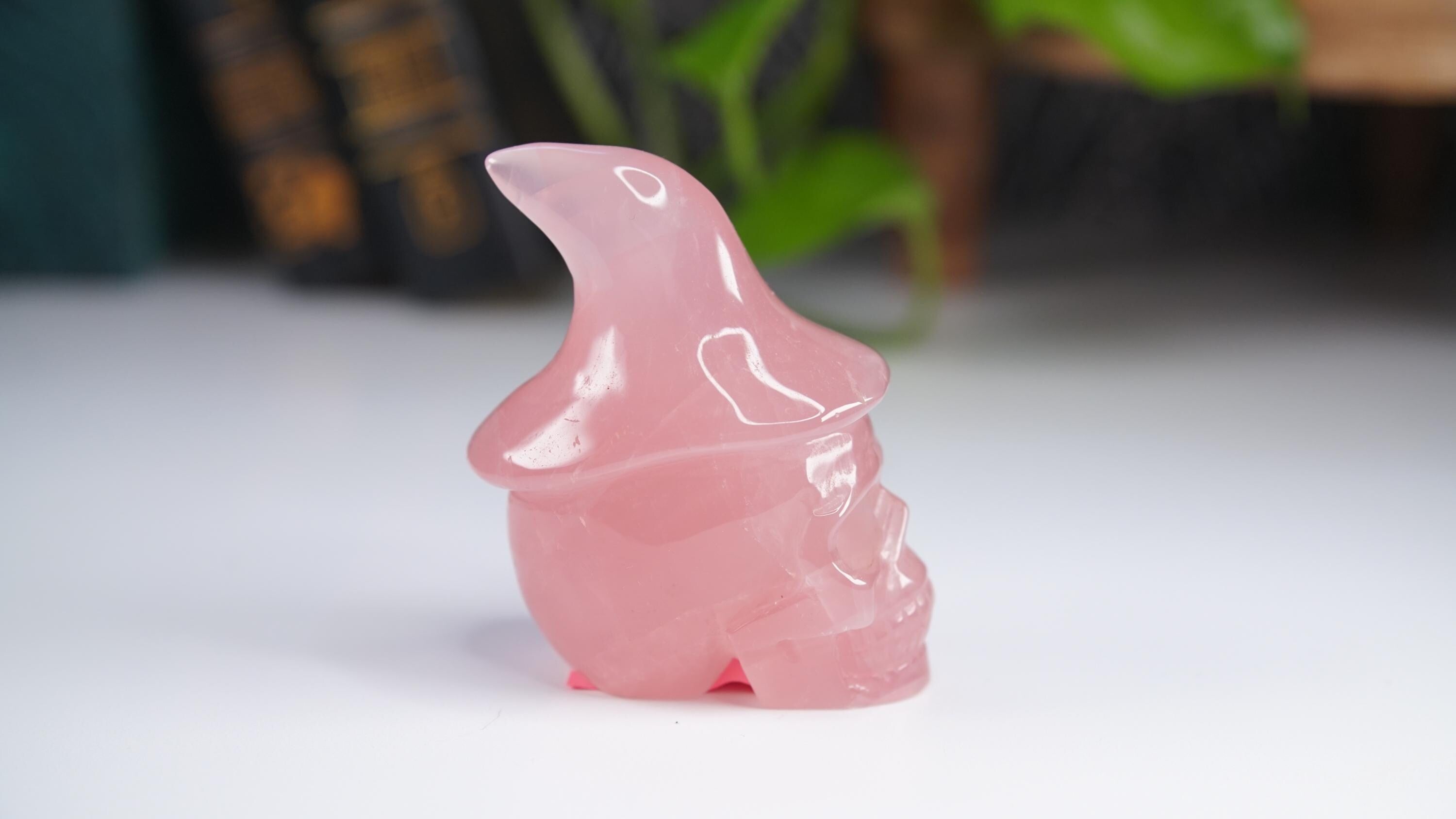 Rose Quartz Witch Skull Carving | High Quality Crystal | Rose Quartz | US Seller