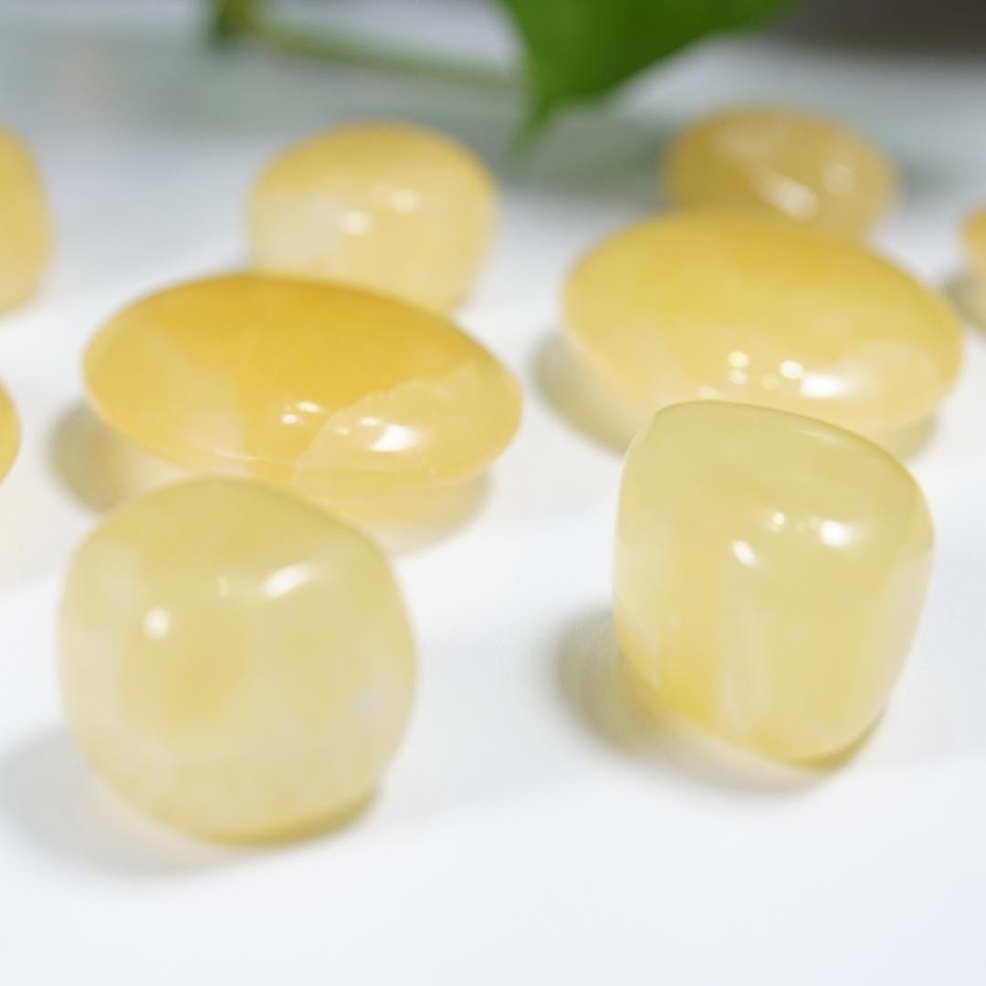 Lemon Calcite Palms & Tumbles | Intuitively Selected | High Quality Quartz | Crystal Carving | US Seller