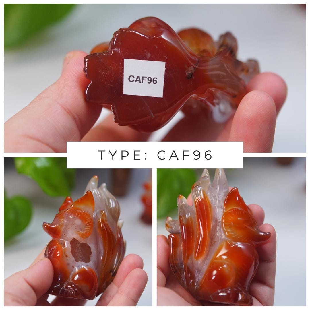 Druzy Carnelian Fox Boutique Carvings | High Quality | US Seller