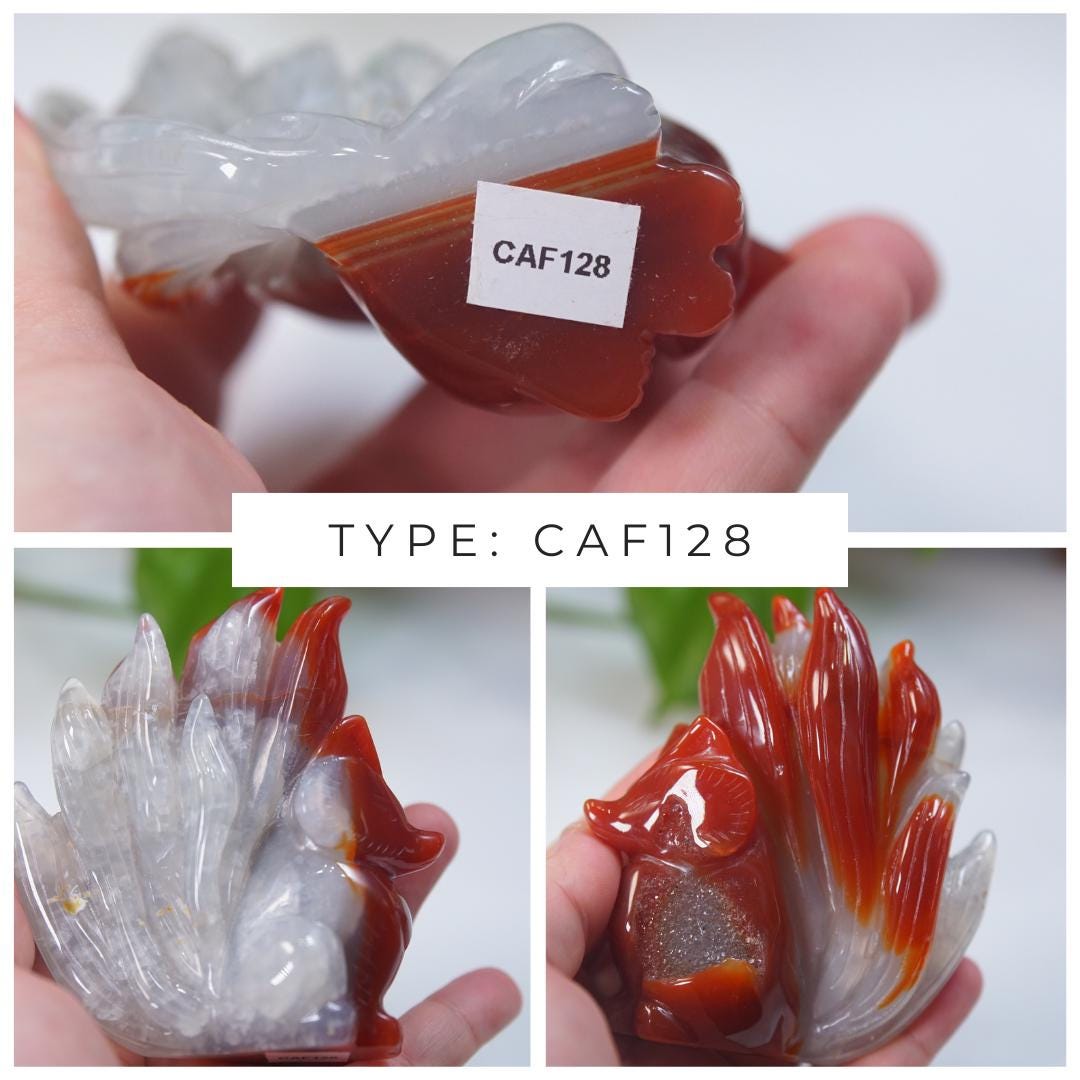 Druzy Carnelian Fox Boutique Carvings | High Quality | US Seller