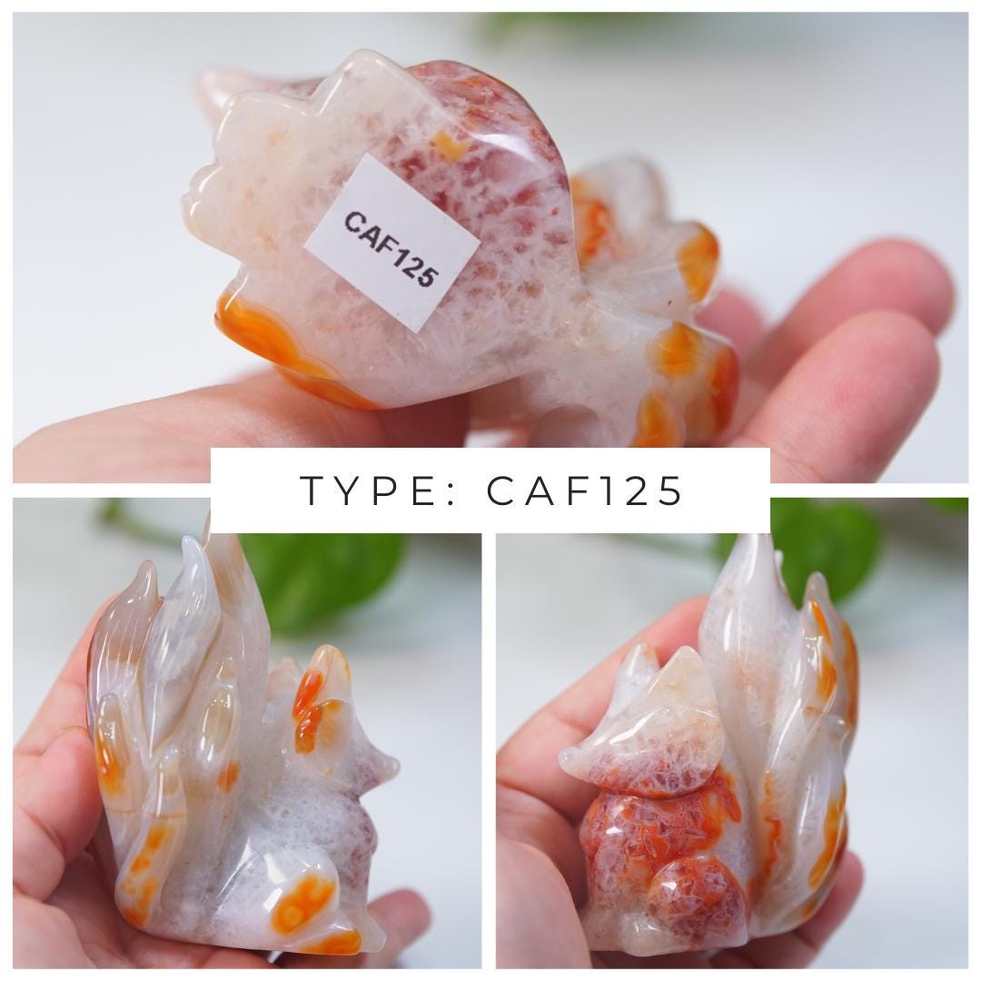 Druzy Carnelian Fox Boutique Carvings | High Quality | US Seller