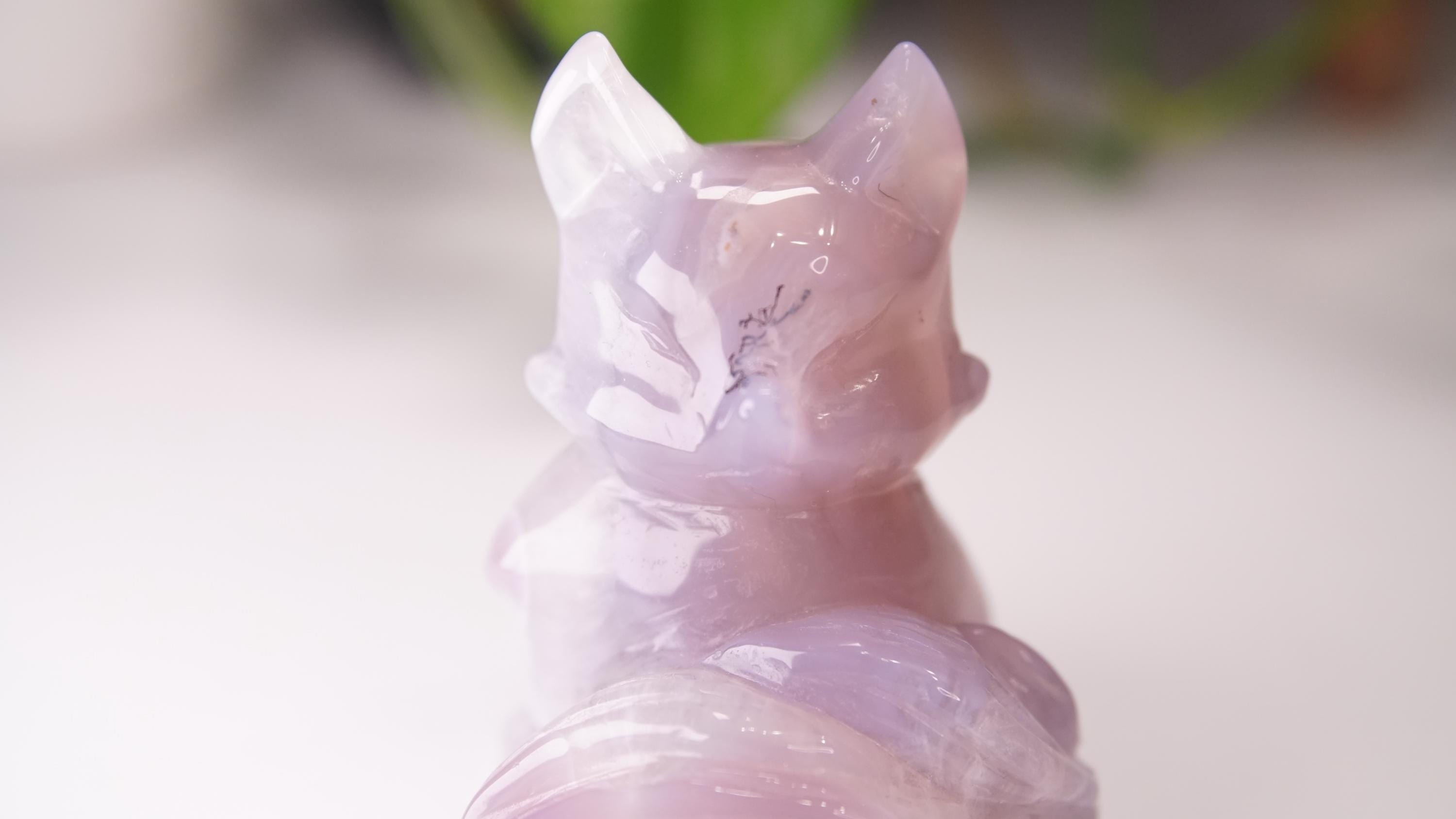Druzy Purple Agate Hand Carved Fox Carving | US Seller
