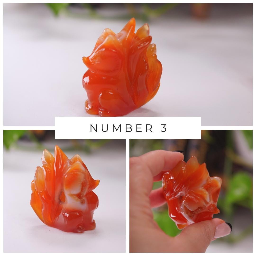 Druzy Carnelian Fox Boutique Carvings | High Quality | US Seller
