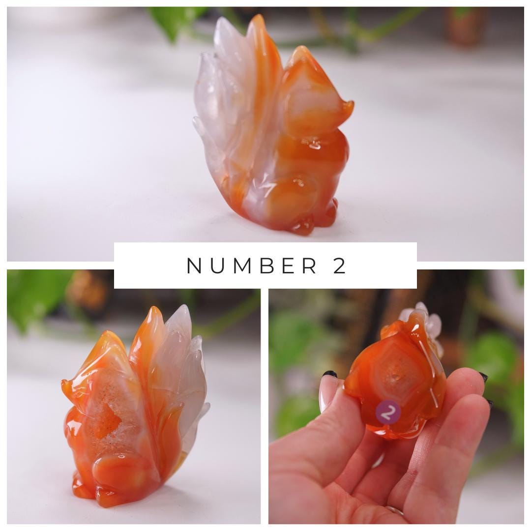 Druzy Carnelian Fox Boutique Carvings | High Quality | US Seller