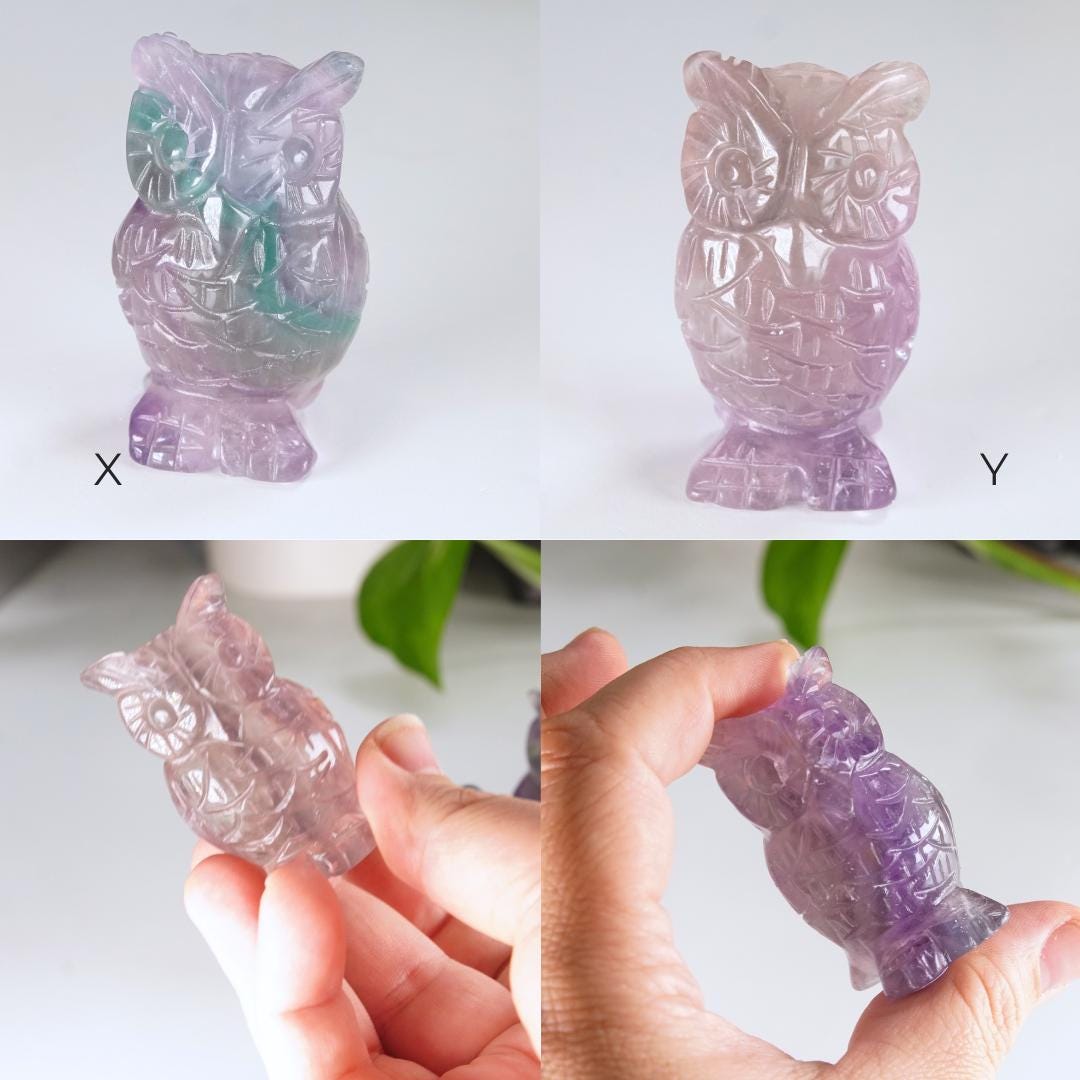MINI Rainbow Fluorite Owl Carving | Pick Your Favorite