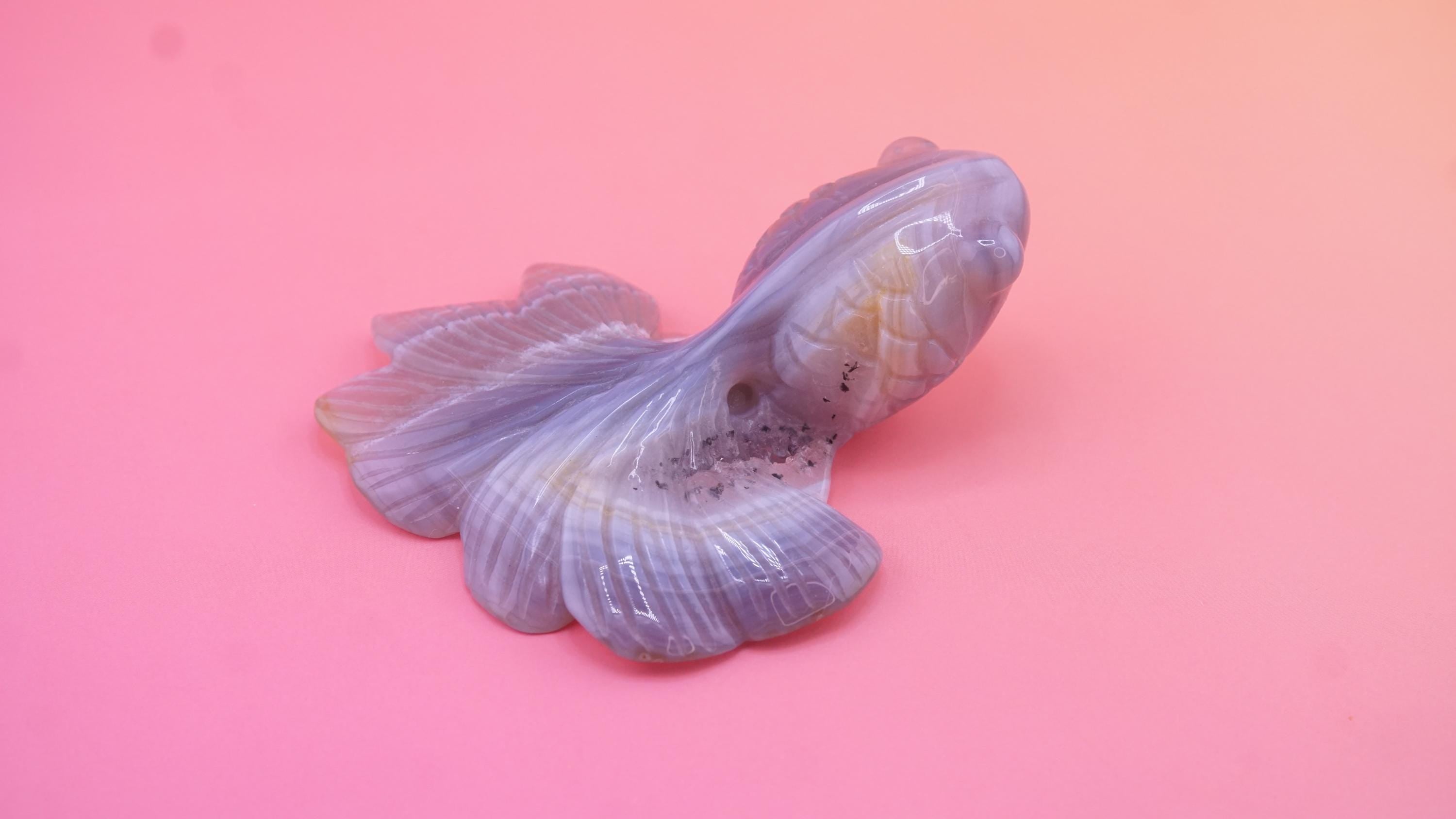 Hand Carved Banded Agate Fish | Boutique Quality Carving | Crystal Decor