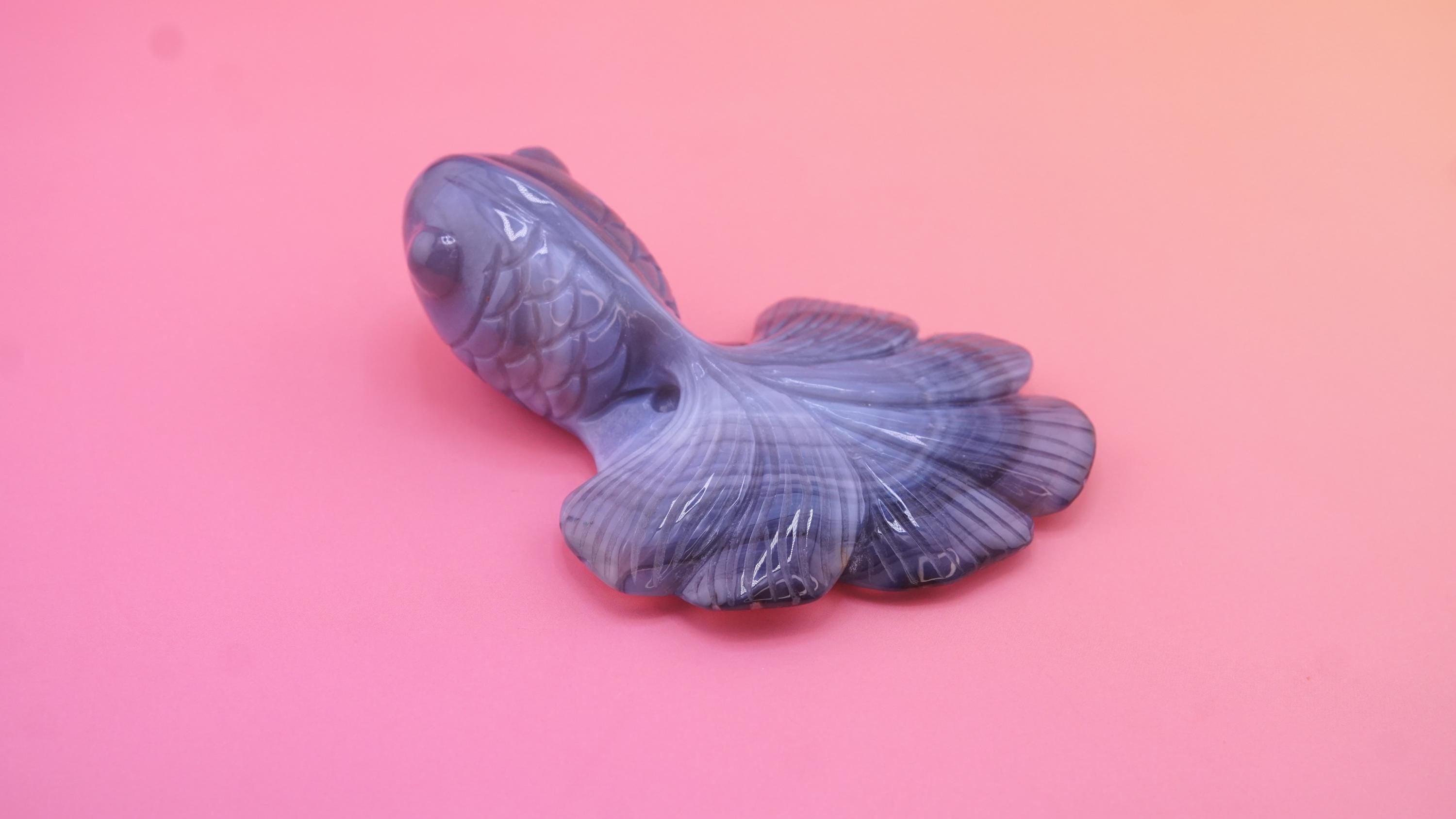Hand Carved Banded Agate Fish | Boutique Quality Carving | Crystal Decor