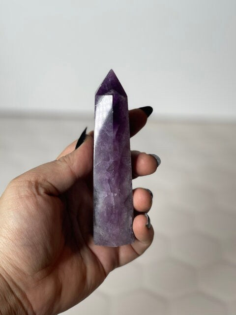 Purple Rainbow Fluorite Points Tower
