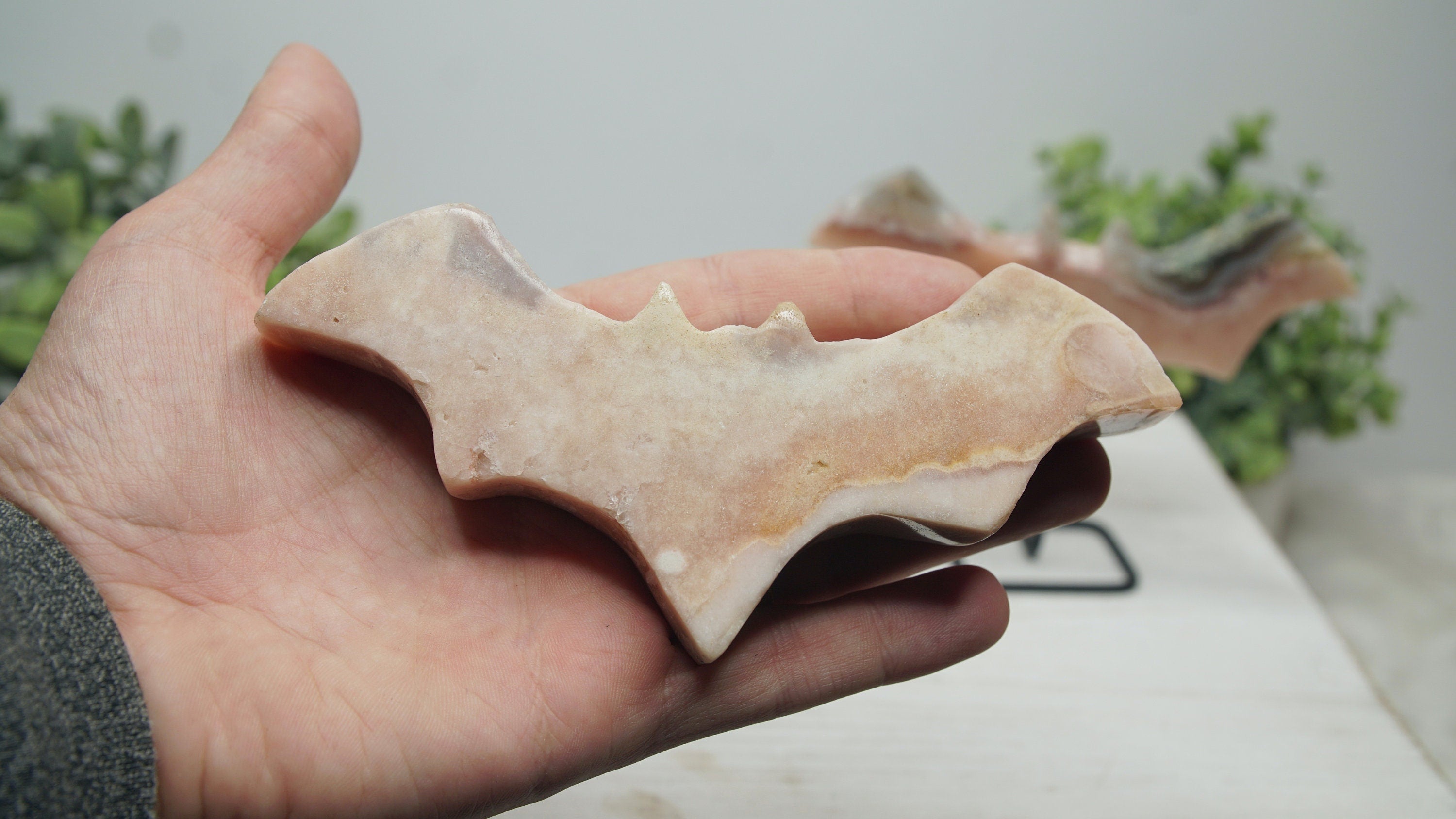 Pink Amethyst Bat Carving On Stand From Brazil Intuitively Selected Quartz Crystal Healing-Spiritual Protection Meditation Energy Reiki