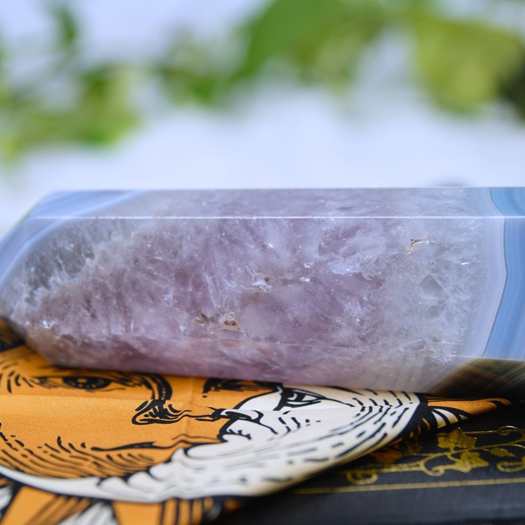 DRUZY Agate Large Tower Banded Agate Amethyst Stone Stunning Statement Piece Home Decor High Quality Large Crystal Reiki Energy Calm Balance