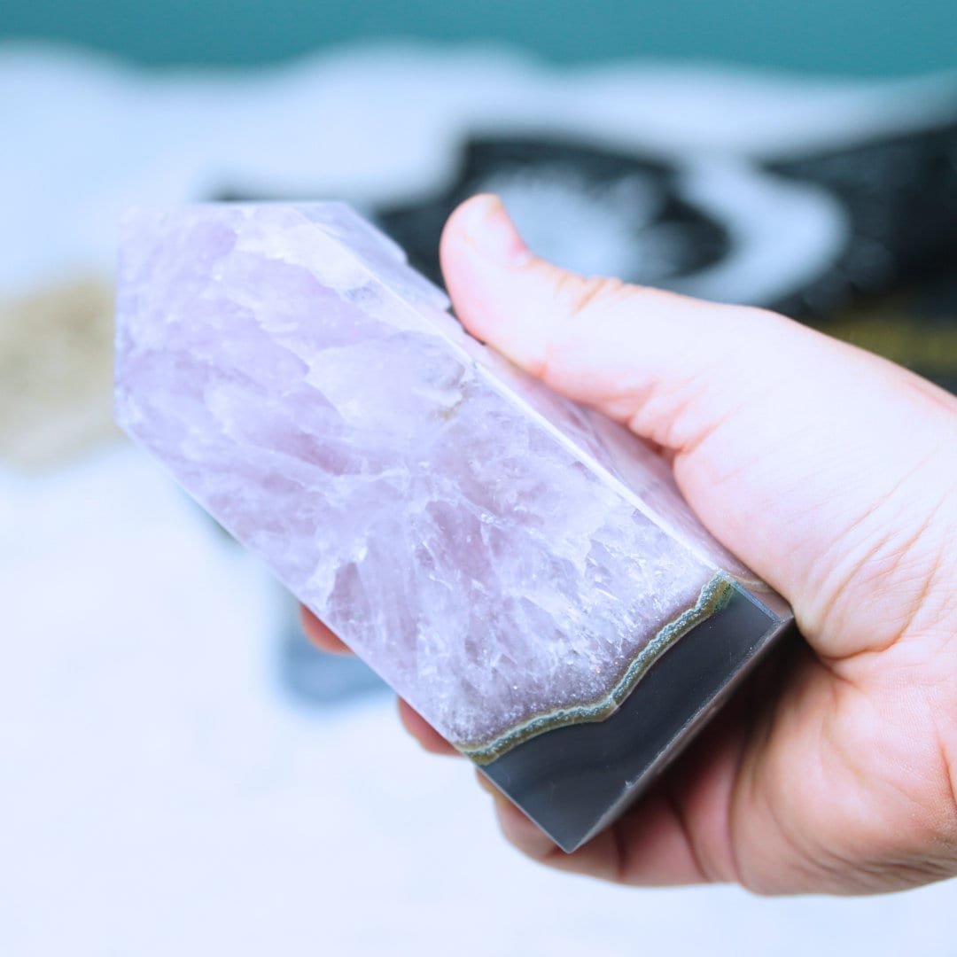 DRUZY Agate Large Tower Banded Agate Amethyst Stone Stunning Statement Piece Home Decor High Quality Large Crystal Reiki Energy Calm Balance