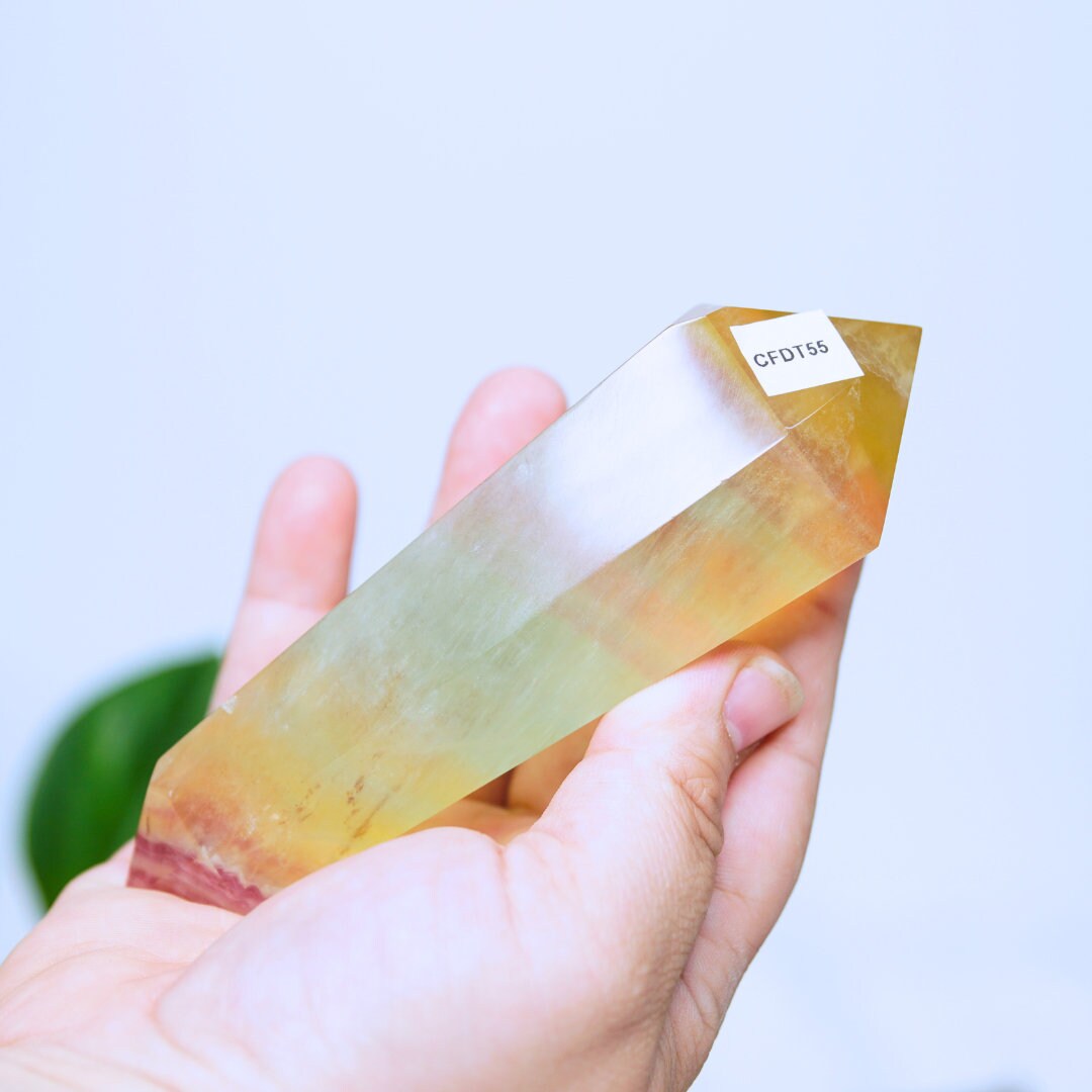 Candy Fluorite Double Terminated Point Wand Rainbow Healing Crystal Points Tower Intuition Organization
