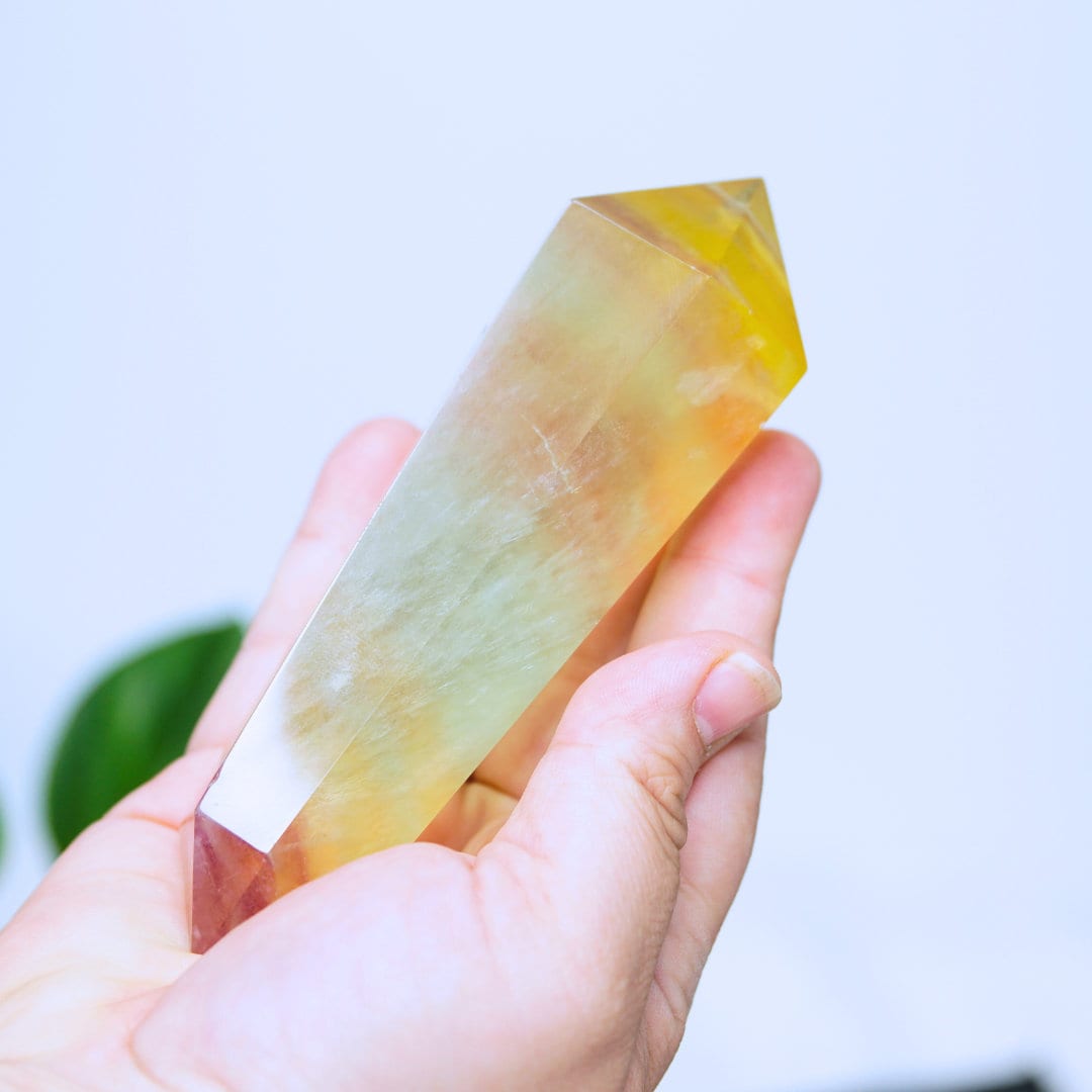 Candy Fluorite Double Terminated Point Wand Rainbow Healing Crystal Points Tower Intuition Organization