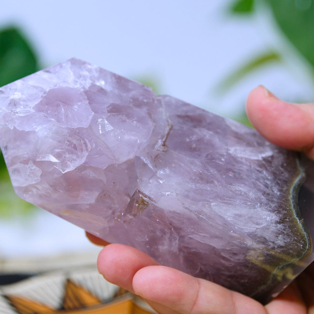 DRUZY Agate Large Tower Banded Agate Amethyst Stone Stunning Statement Piece Home Decor High Quality Large Crystal Reiki Energy Calm Balance