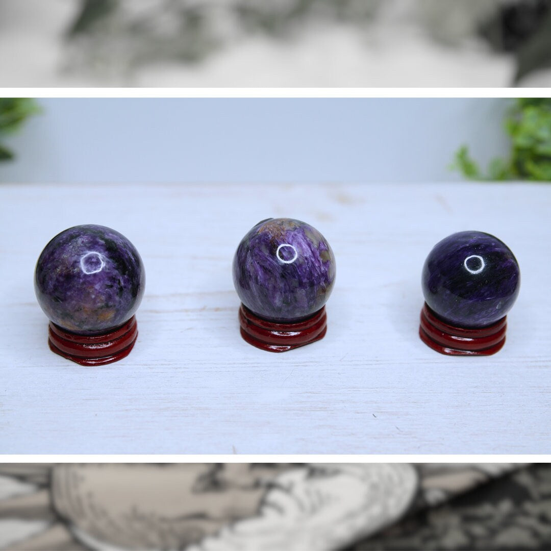 Charoite Spheres Palm Worry Crystal Stone Spiritual Meditation Energy Reiki Crystal Quartz Points Healing Love