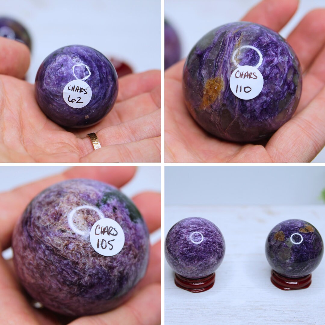 Charoite Spheres Palm Worry Crystal Stone Spiritual Meditation Energy Reiki Crystal Quartz Points Healing Love