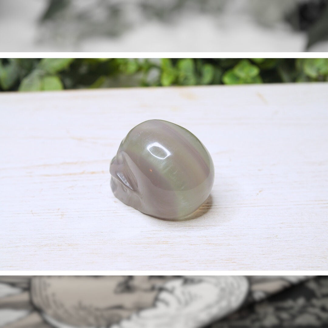 Fluorite Skull Crystal Carving Head Energy Healing Reiki Altar Home Decor Feng Shui Gift